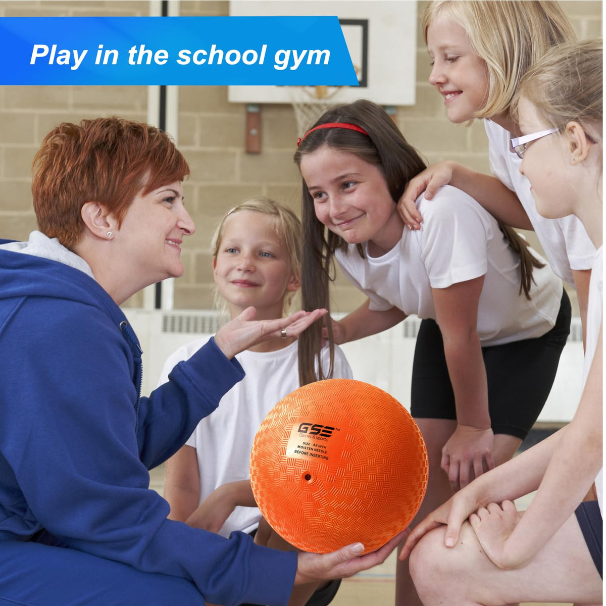 GSE Games & Sports Expert 8.5-inch Blue Inflatable Playground Ball – Dodgeball, Kickball & Gym Use