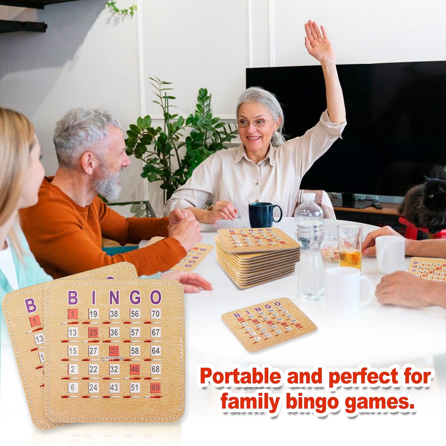 GSE Games & Sports Expert 5Ply Stitched Shutter Bingo Cards – 10-Pack with Easy-Slide Windows