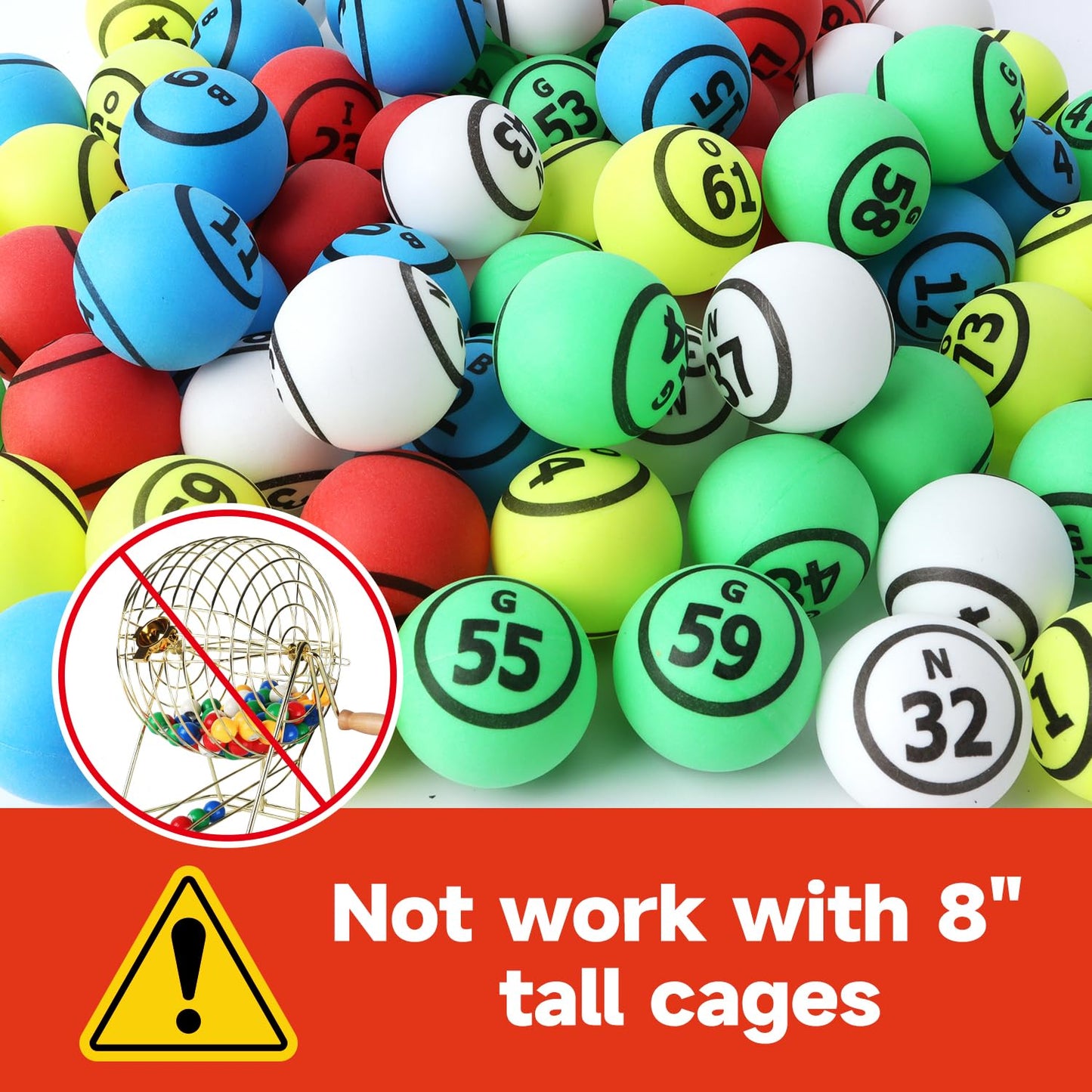 GSE Games & Sports Expert 1.55-Inch Bingo Balls – 75 Count for Large Cages | Multi-Color