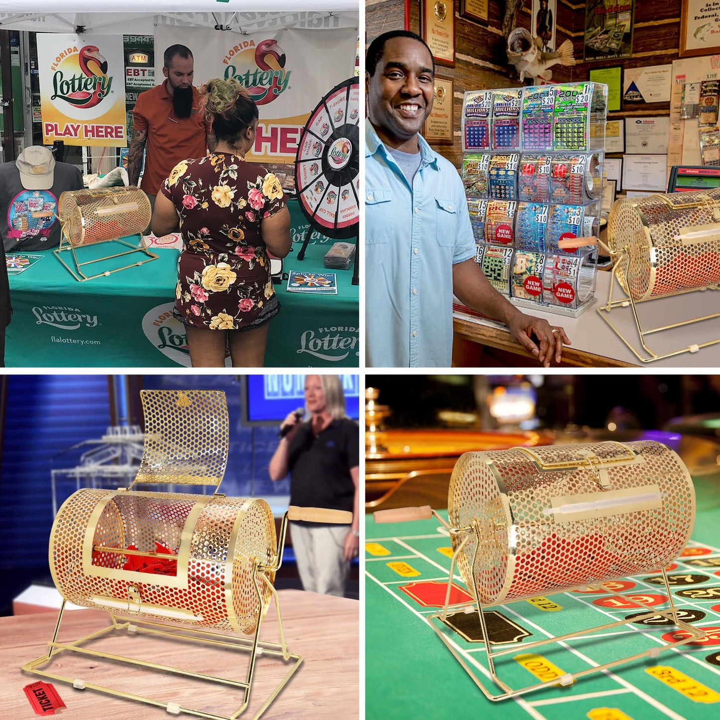 GSE Brass Raffle Drum — Holds 2,000 Tickets | Pro Raffle Spinner