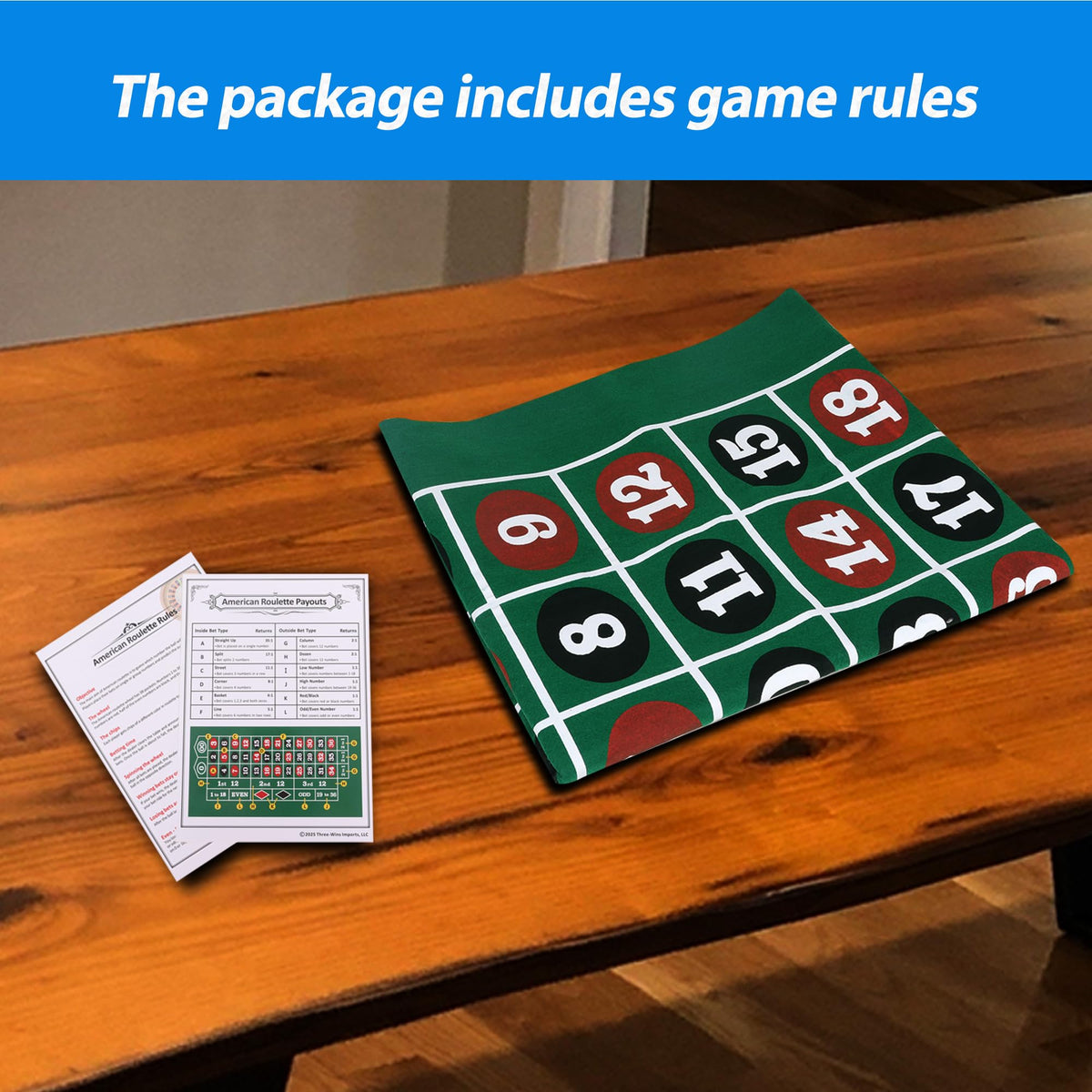 GSE Games & Sports Expert 36x72 Blackjack & Roulette Layout Mat – Las Vegas Style, Double-Sided Felt