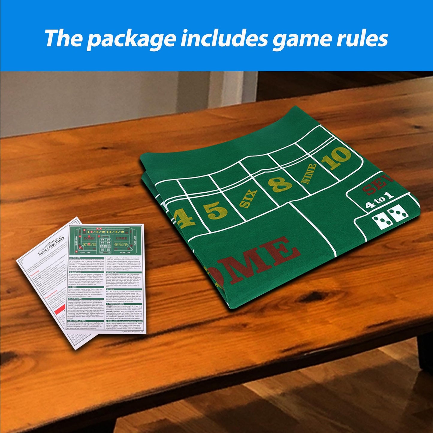 GSE 36x72 Blackjack & Craps Layout Mat – Las Vegas Style with Strategy Chart