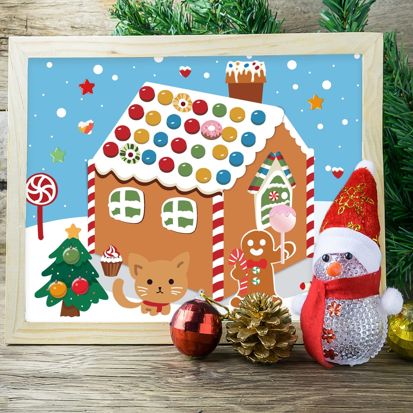 GuassLee Gingerbread House Stickers – 30Pcs DIY Christmas Craft Kit (15 Finished)