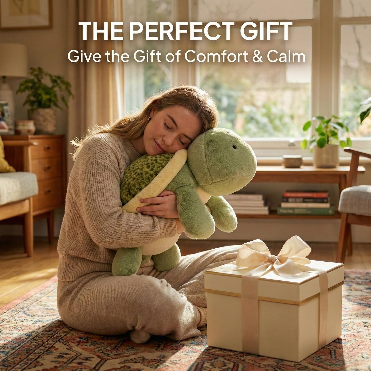 Gudisi 5-Pounds Weighted Turtle Plush — 23.6-Inch Huggable Toy for Kids & Adults