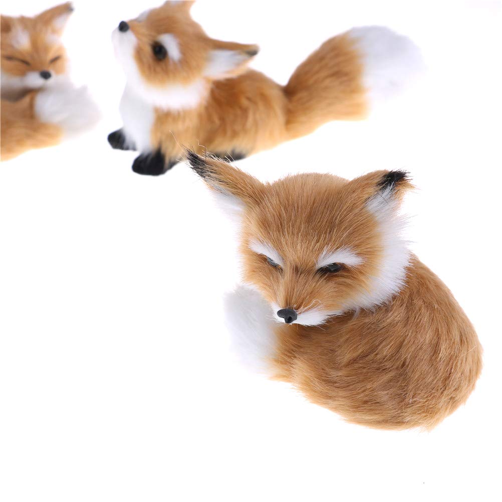 GUDVES Realistic Brown Fox Statue – Squatting Fox Figurine for Home Decor