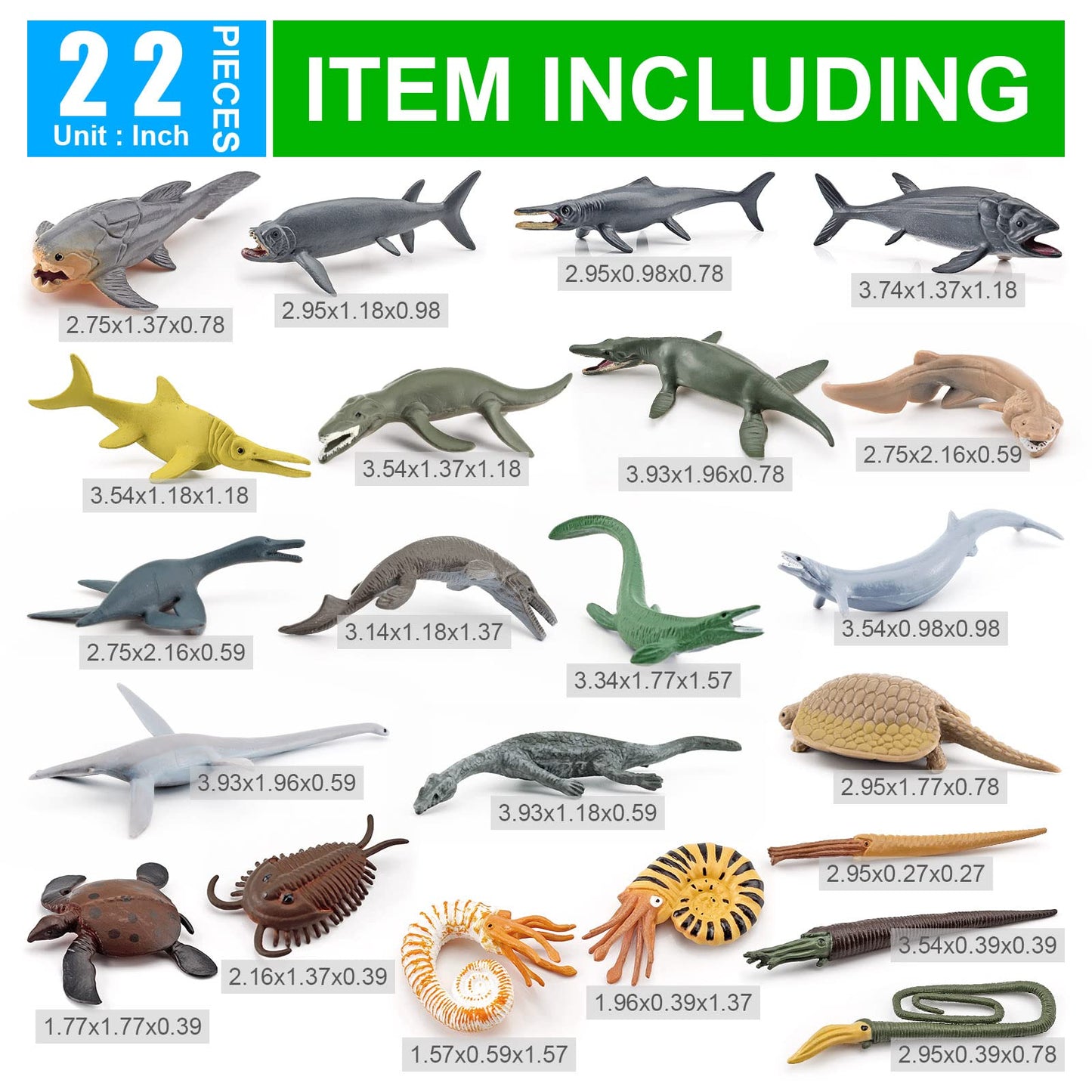 GUFOPONAS 22PCS Prehistoric Sea Creatures Toys – 4-Inch Marine Figures, Cake Topper for Kids