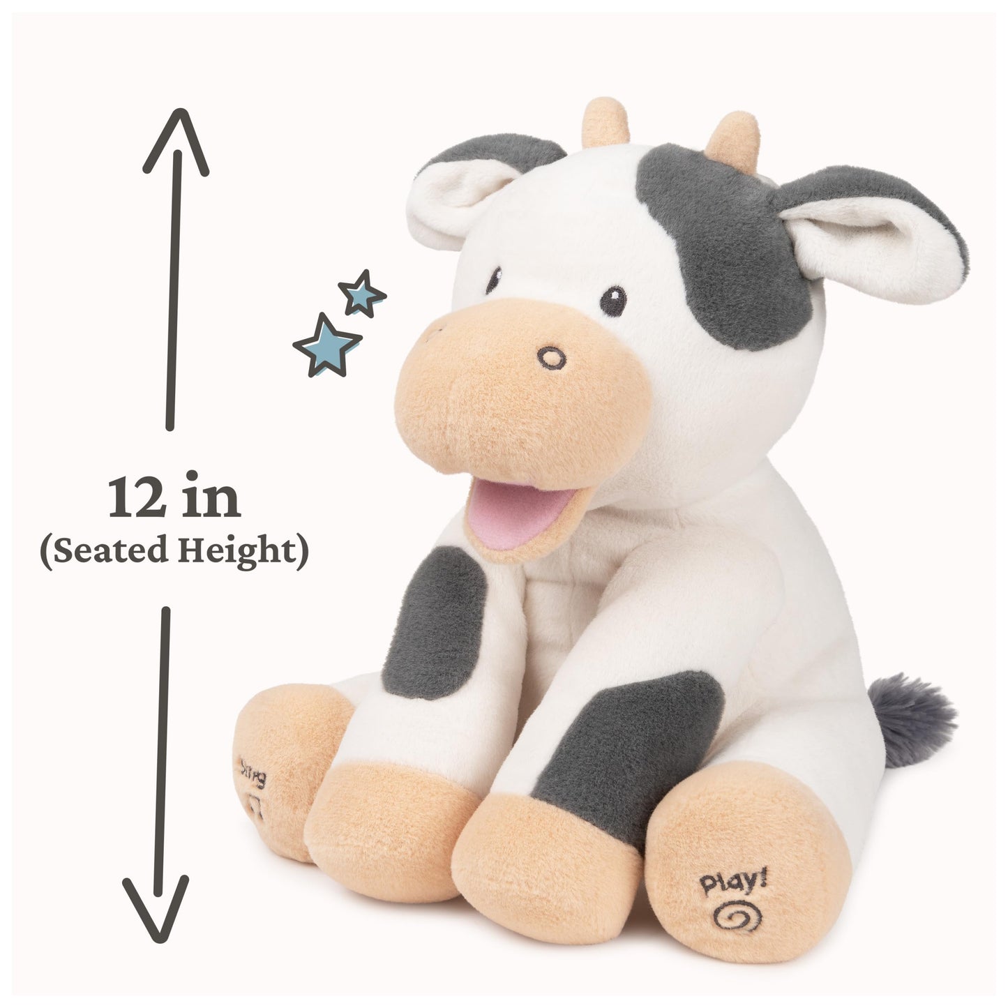 GUND Baby Buttermilk the Cow Animated Plush — 12” Singing Toy & Animal Sounds (Cream/Grey)