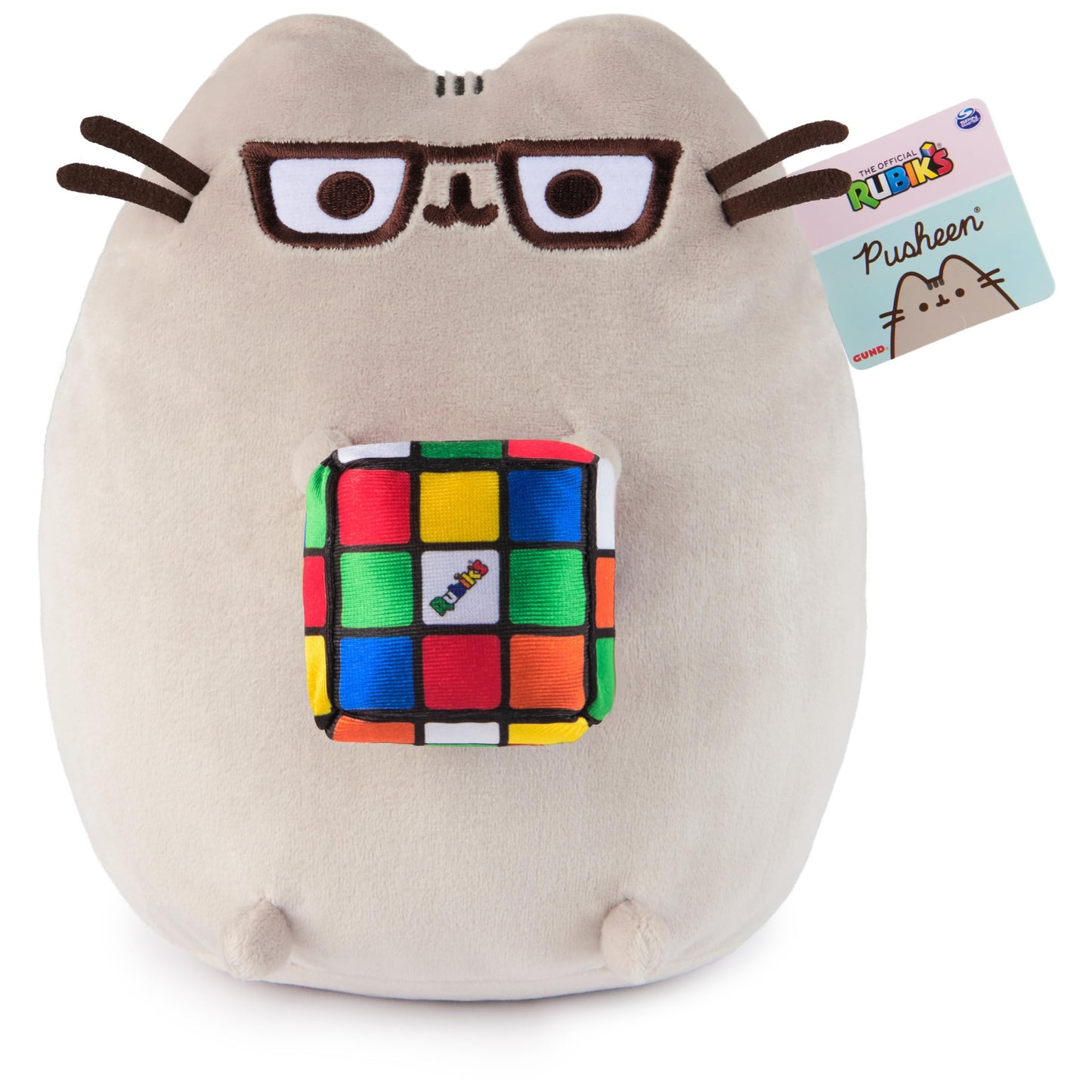 GUND Pusheen with Rubik's Cube Plush - 9.5-Inch, Glasses Edition - Ages 8+