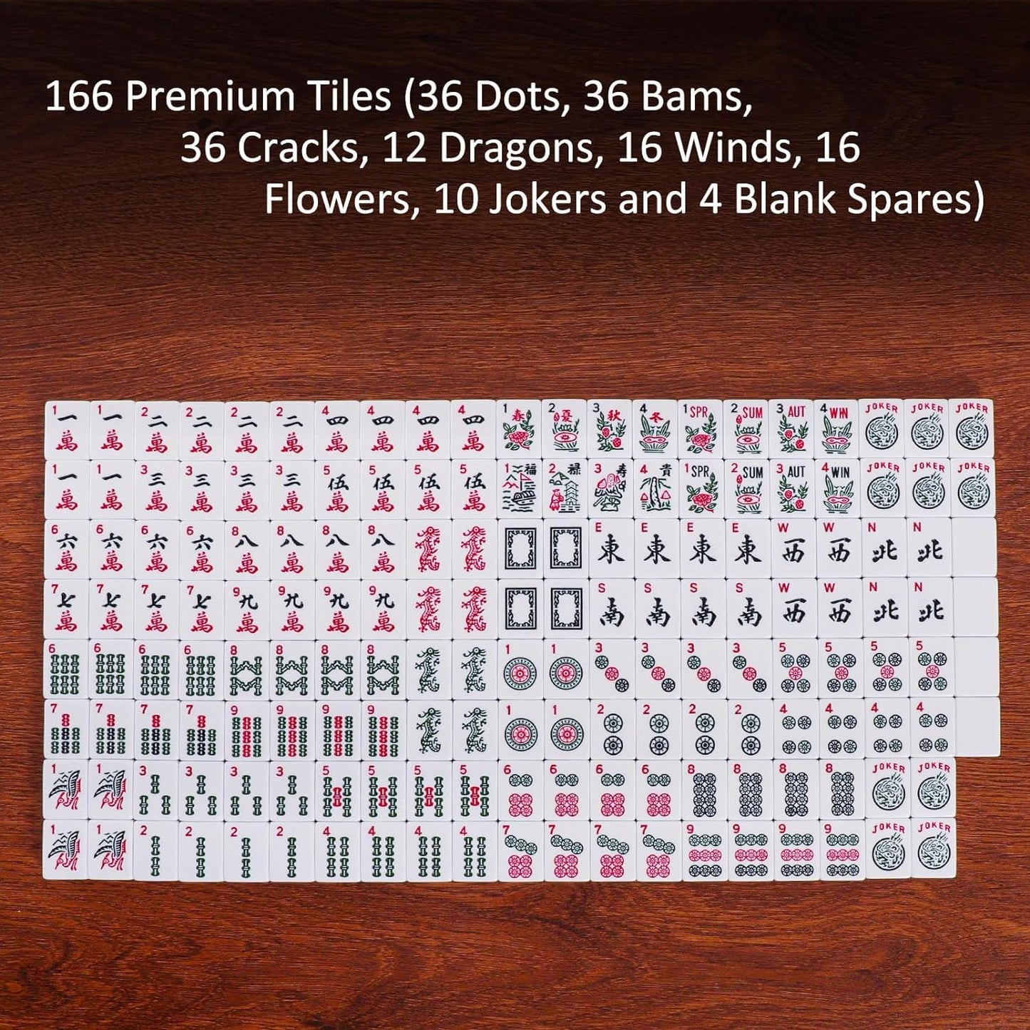 GUSTARIA American Mahjong Game Set – 166 Tiles, 4 Color Racks, Red Carrying Case