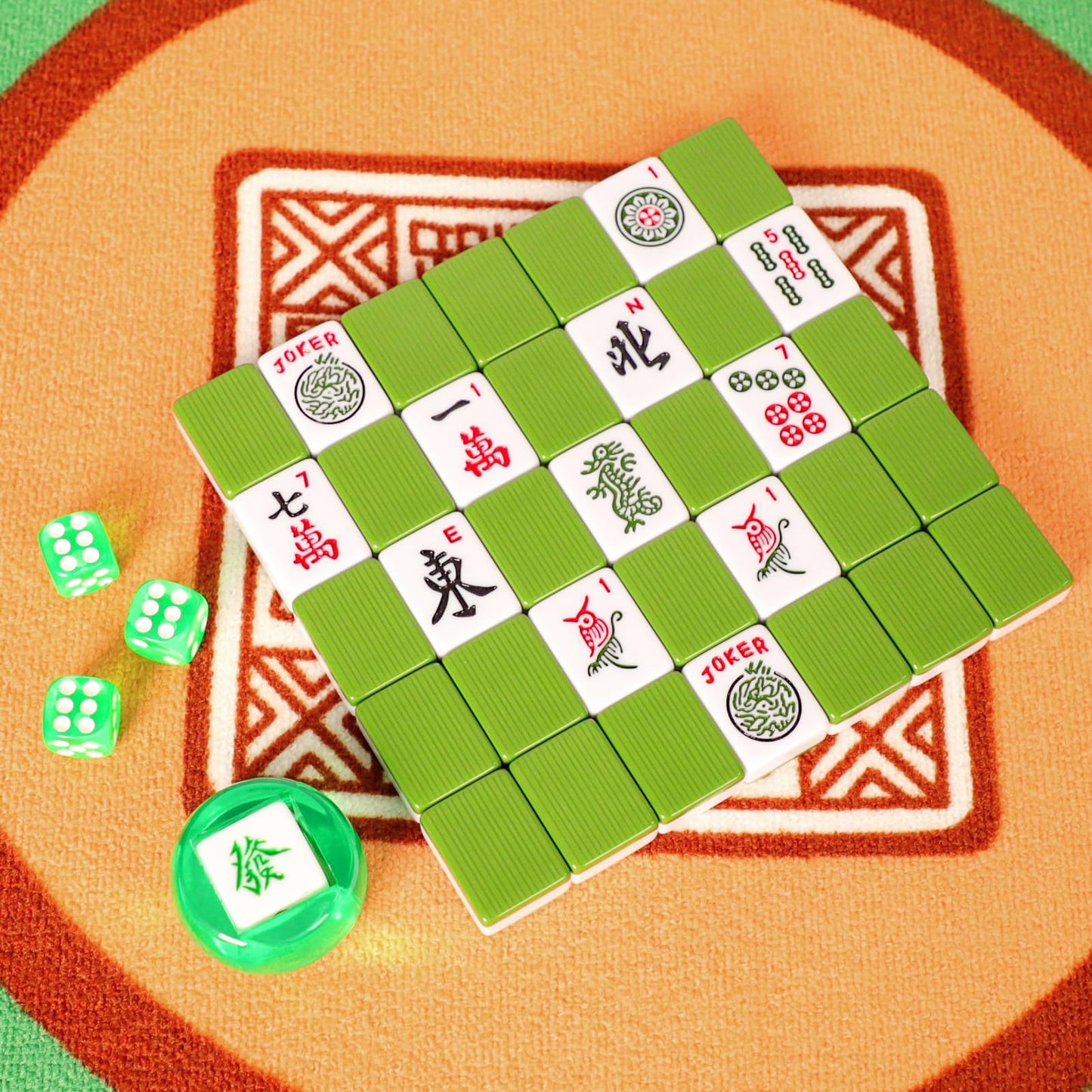 GUSTARIA American Mahjong Game Set - 166 Green Tiles, 4 Racks & Carrying Bag