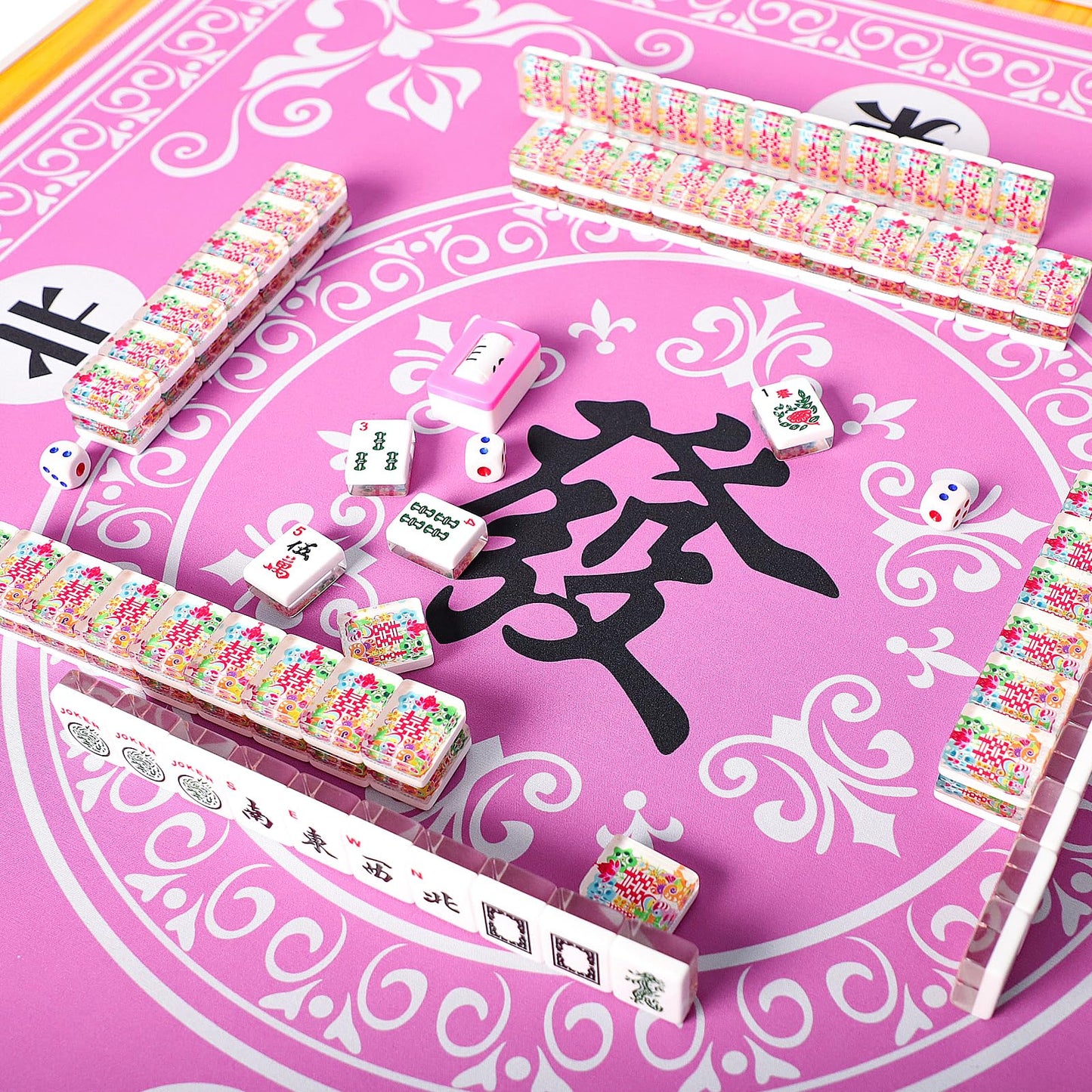 GUSTARIA Mahjong Mat – Slip-Resistant Table Cover for Card, Board & Tile Games (Pink, 31.5in)