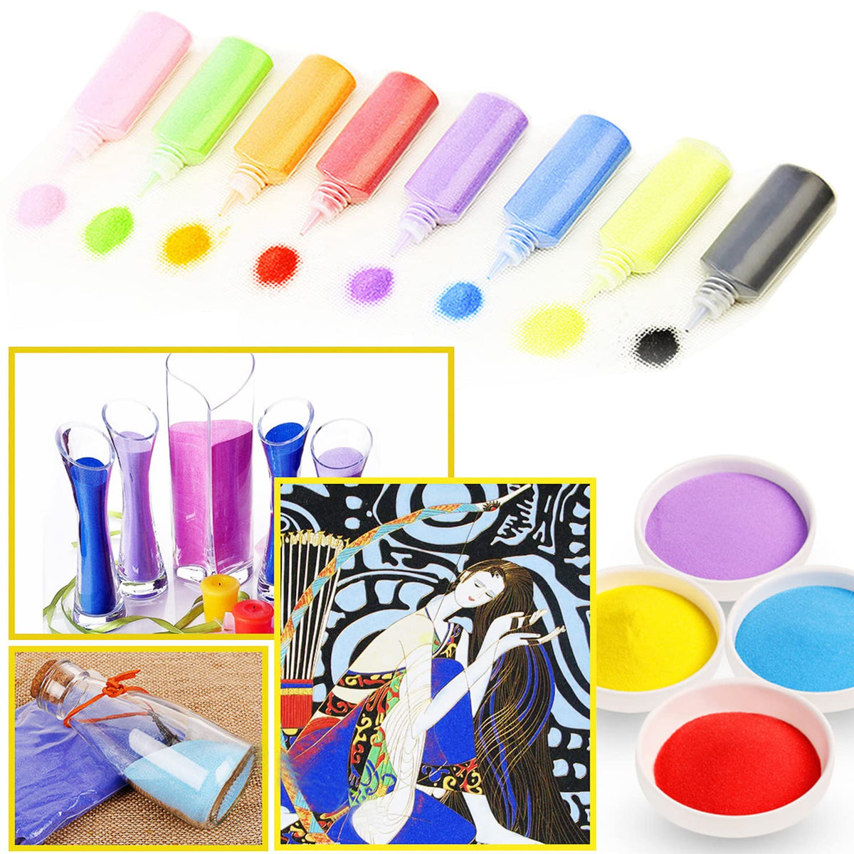 Guuozzli 36 PCS Art Sand Kit – DIY Scenic Sand Painting & Wedding Decoration Bottles