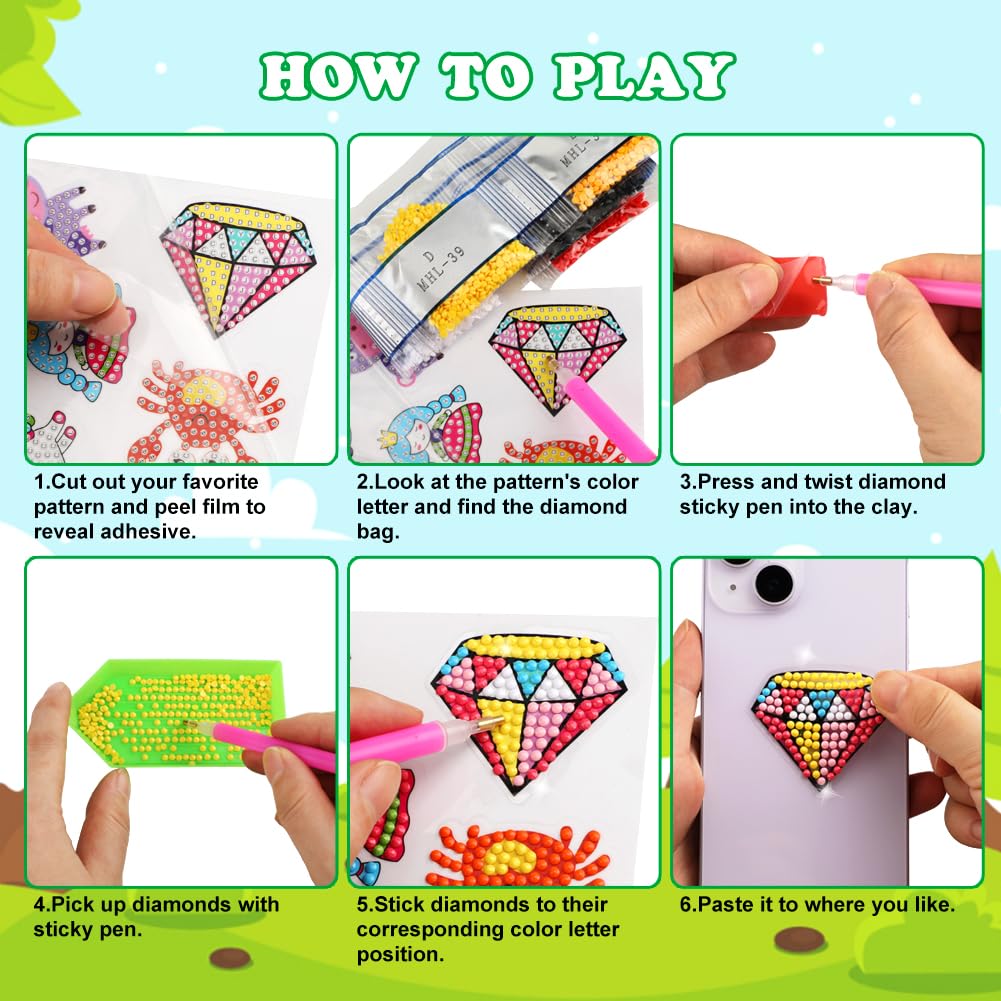 GWAHSA 60pcs 5D Diamond Art Stickers Kit for Kids – DIY Mosaic Art for Ages 4-12