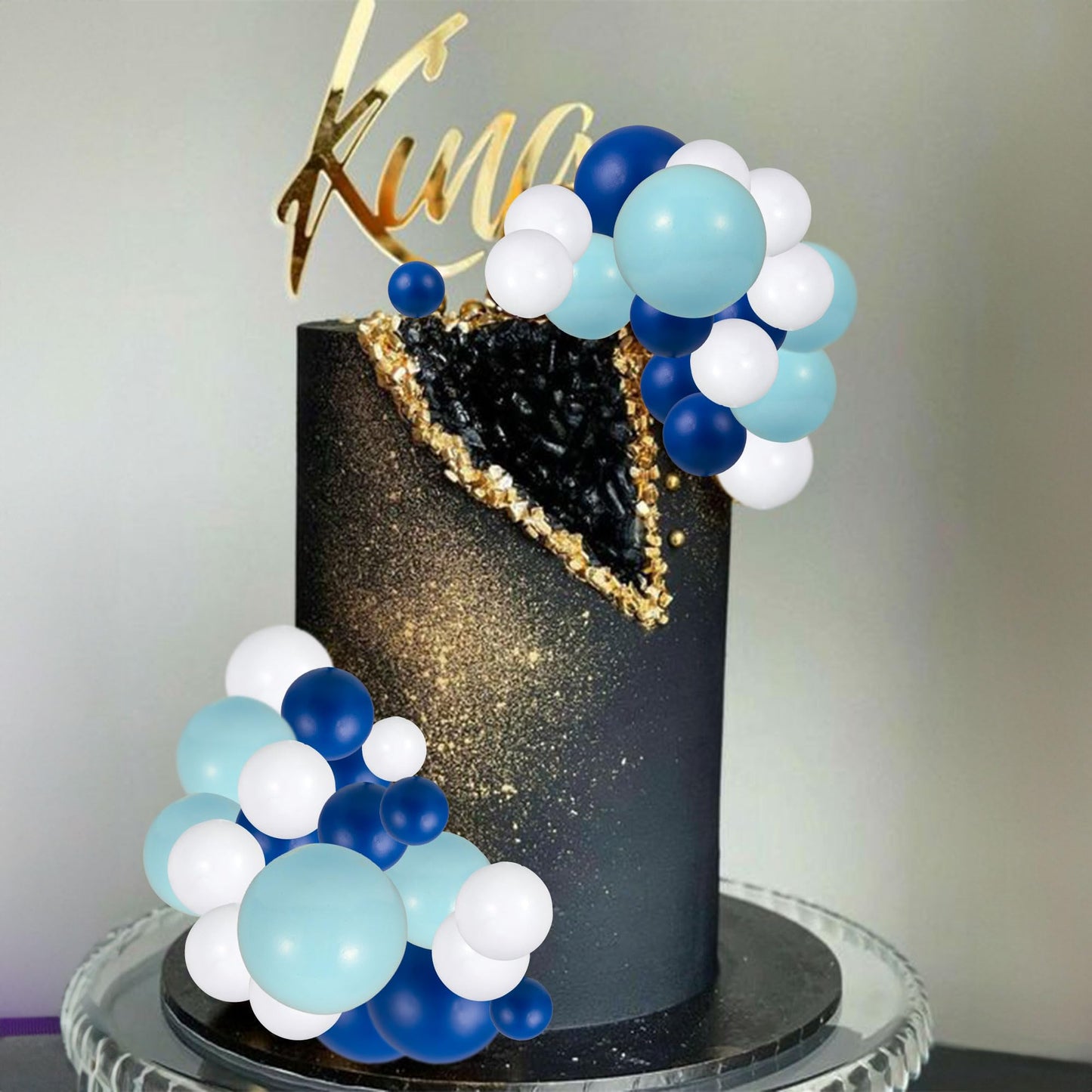 Gyufise 30Pcs Ball Cake Picks – Colorful Blue, White & Dark Blue Ball Topper Set for Cakes & Desserts