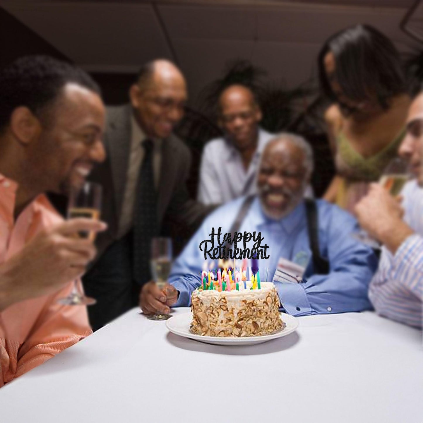 Gyufise Black Happy Retirement Cake Topper – 14x19cm, 1 Pack