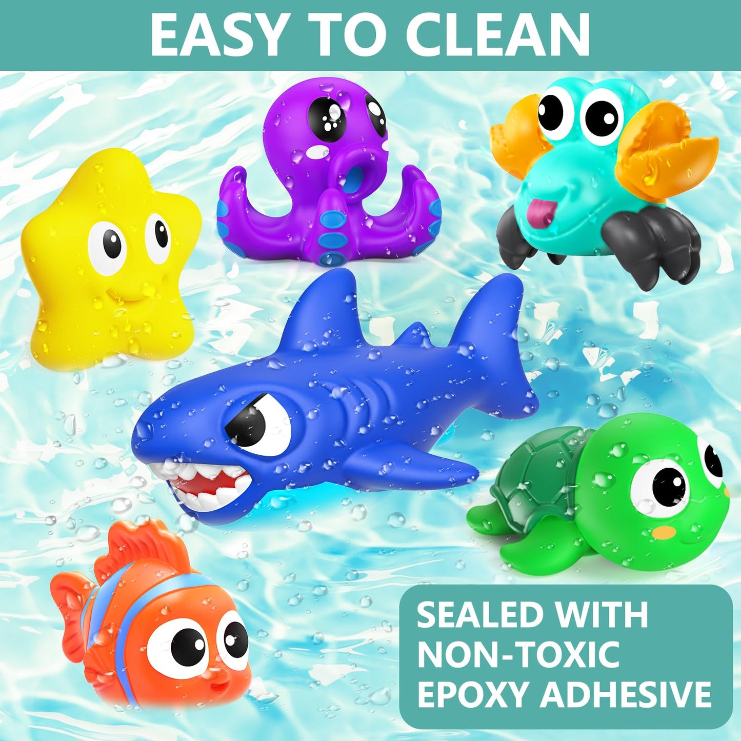 GZHFMUS No-Hole Mold Free Ocean Bath Toys – 8-Piece Set for Babies & Toddlers