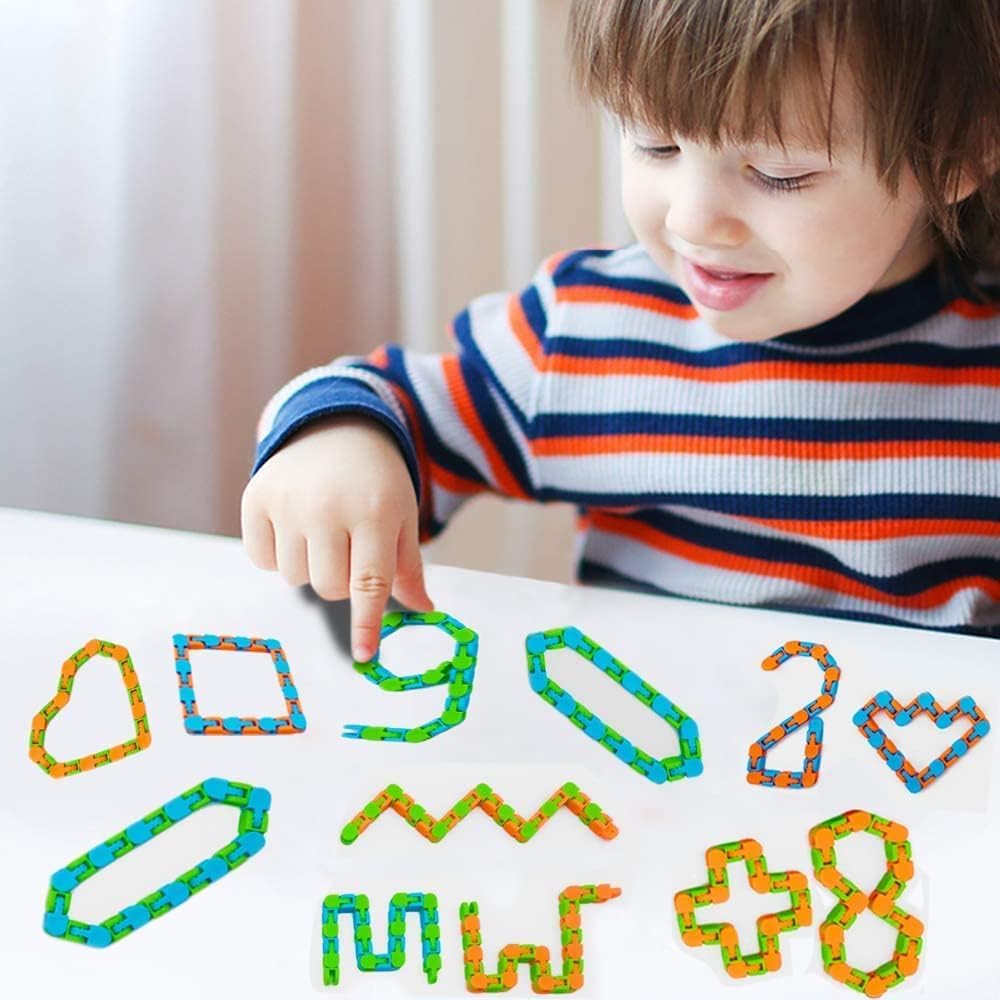 GZZDQGWN 96pcs Random 24-Links Wacky Tracks – Snap & Click Fidget Toys for Focus and Fun