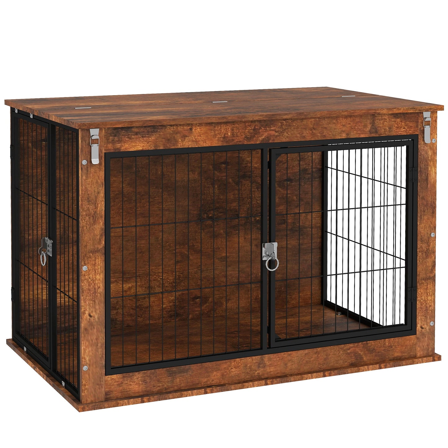 PawHut Dog Crate Furniture with Flip-up Top, 2 Doors, for Large Dogs