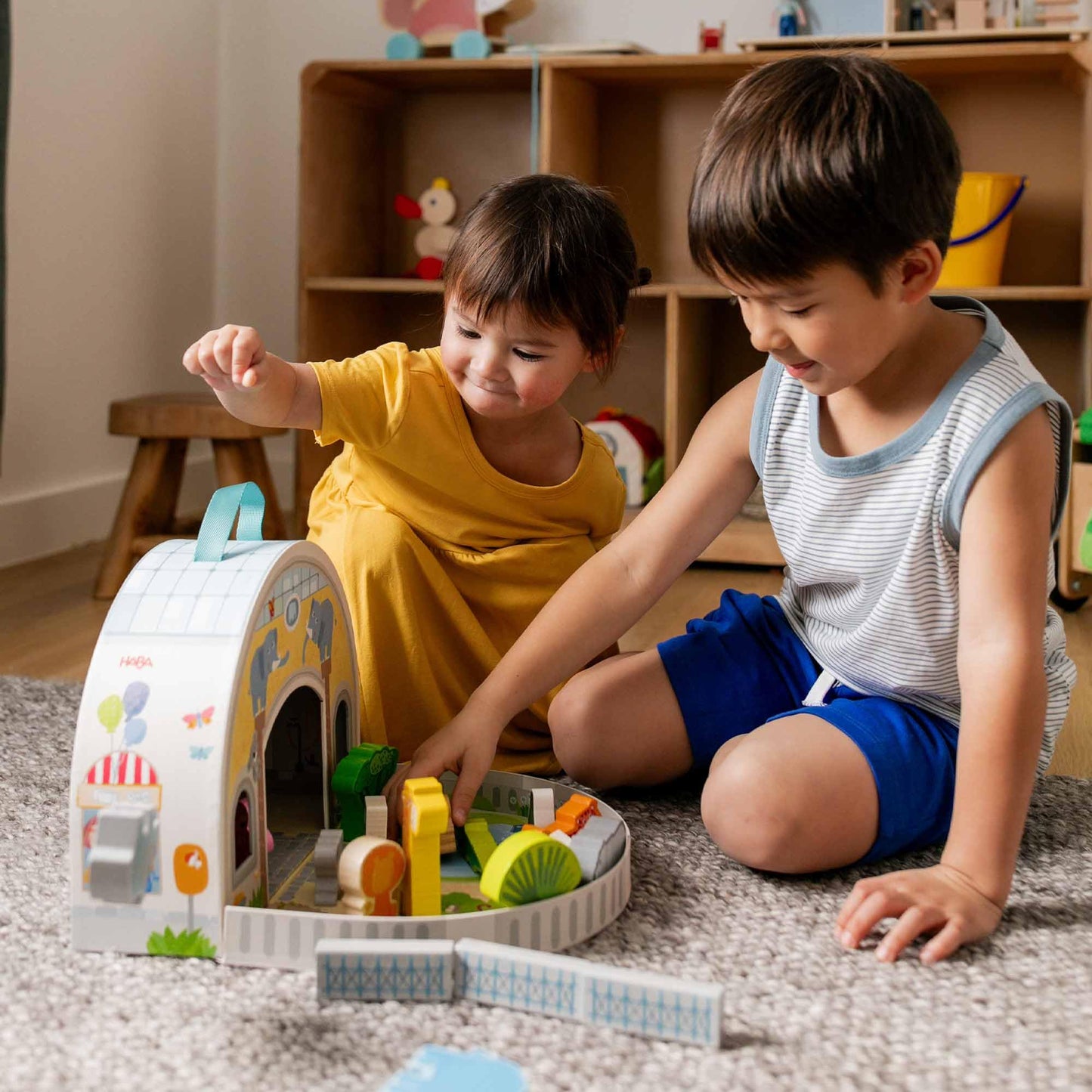 HABA Wooden Animal Playset — Zoo Play World with Zookeeper George | STEM Toy for Ages 2+