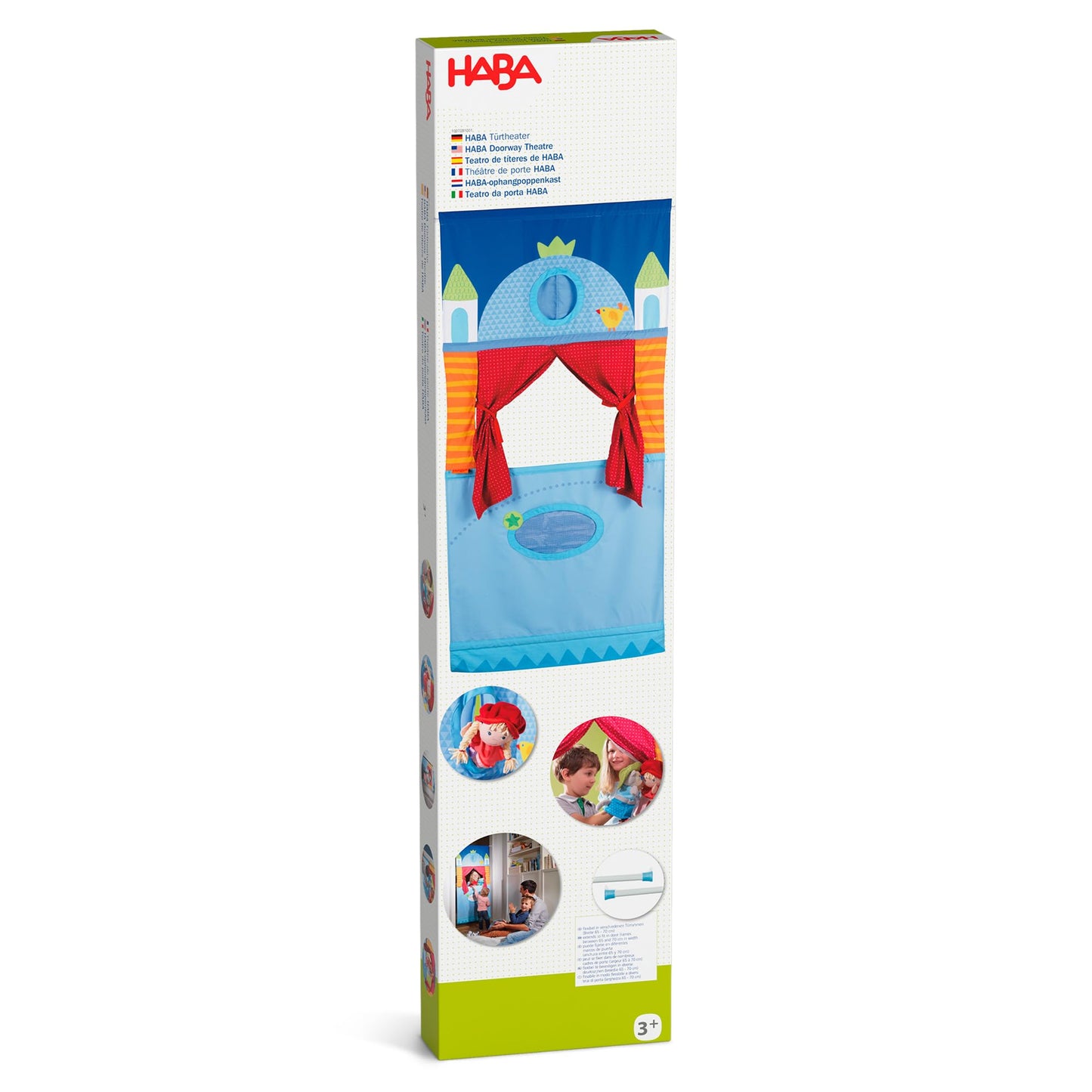 HABA Doorway Puppet Theater – Space-Saving, Adjustable Rod for Pretend Play (3+)