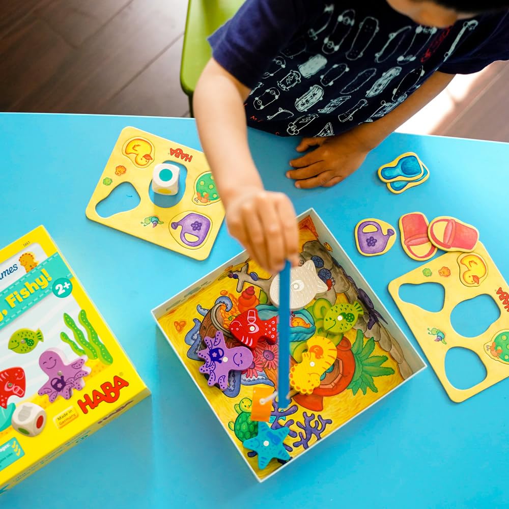Here Fishy Fishy! Magnetic Fishing Game by HABA – Toddler & Preschool Learning Toy, Made in Germany