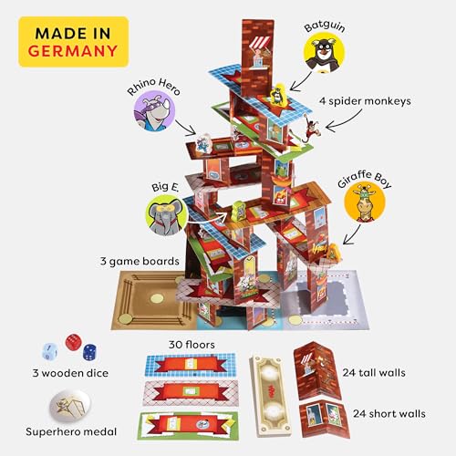 Rhino Hero Super Battle by HABA – 3D Stacking Board Game, Made in Germany