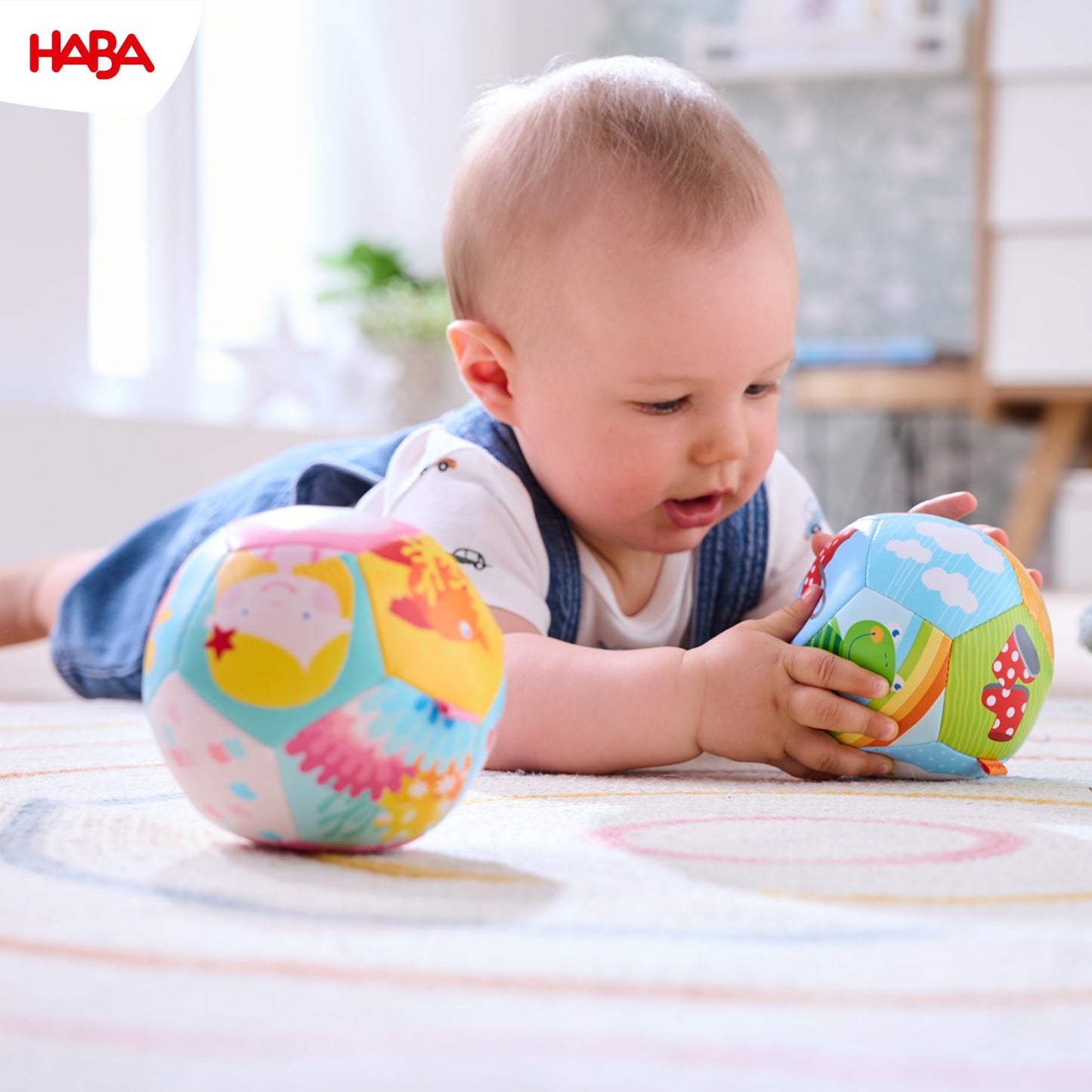 HABA Soft Baby Ball Toy – Tummy Time Rainbow Ball for Babies 6 Months+