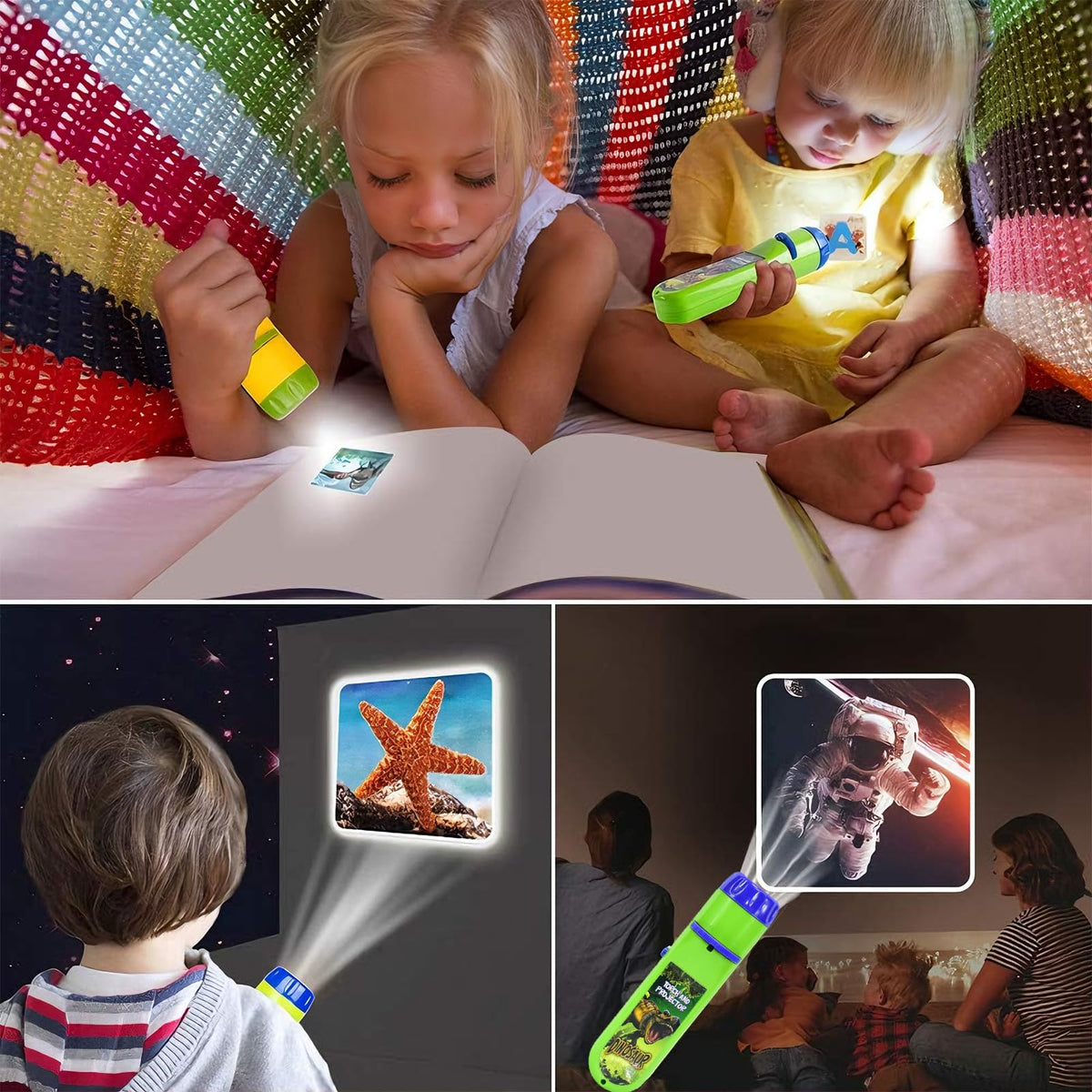 HahaGo Torch Projector: 120 Pictures & 5 Themes Educational Night Light for Kids