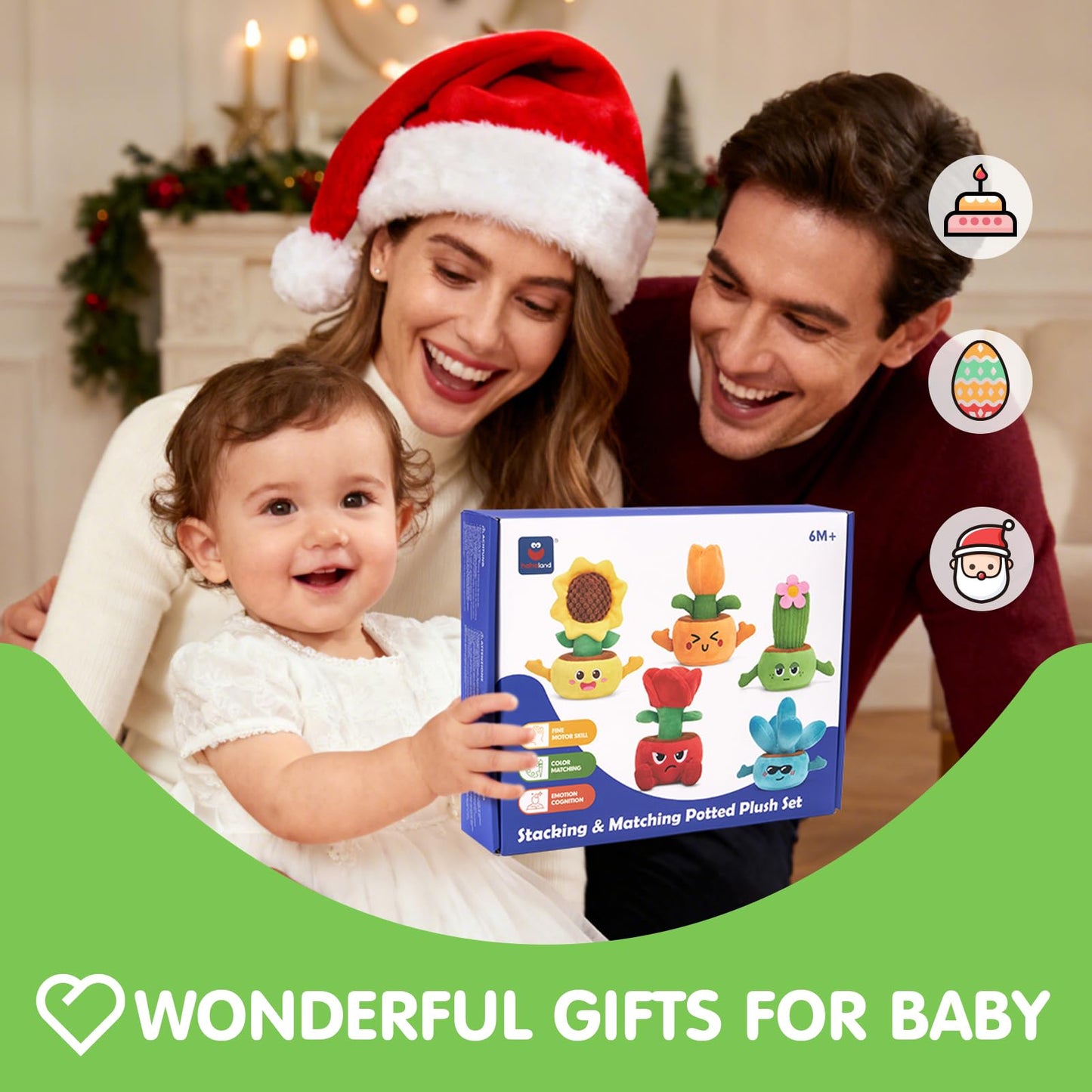 Hahaland Montessori Toys for 1-Year-Olds & Toddlers – 10-in-1 Plant Plush Garden Stacking Toys (Fine Motor & Sensory)