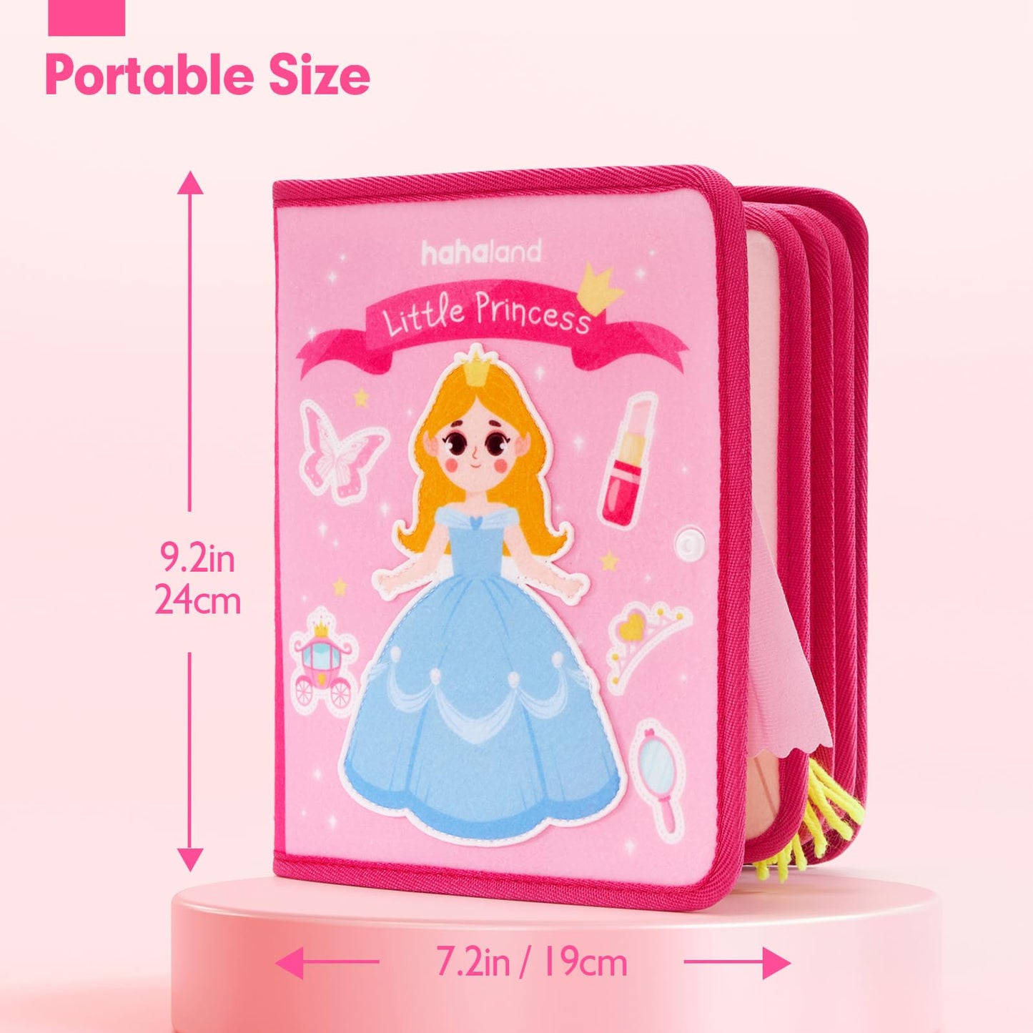 Hahaland Princess Busy Board for Toddlers 3-5 | Montessori Quiet Book & Travel Toy for Girls