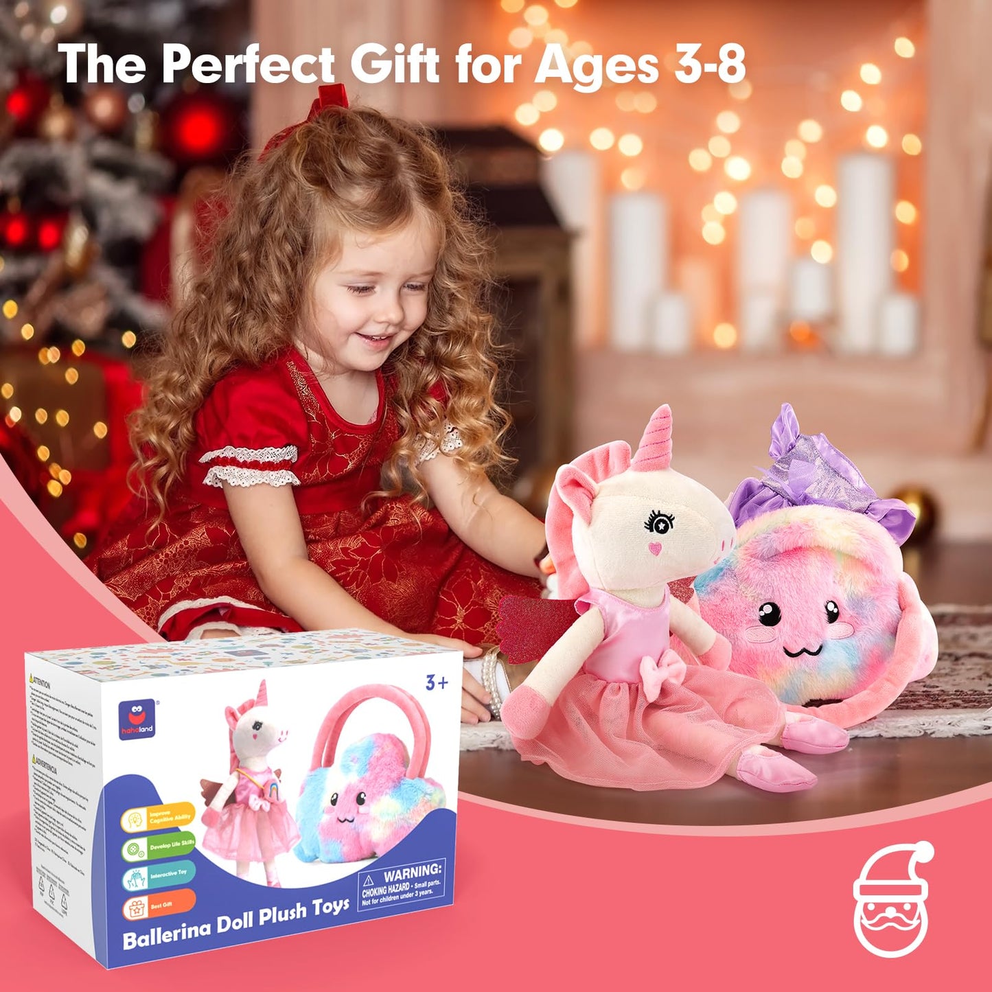 hahaland Unicorns Ballerina Doll 10-in-1 Set – Plush Dress-Up Toys for Girls Aged 4-6