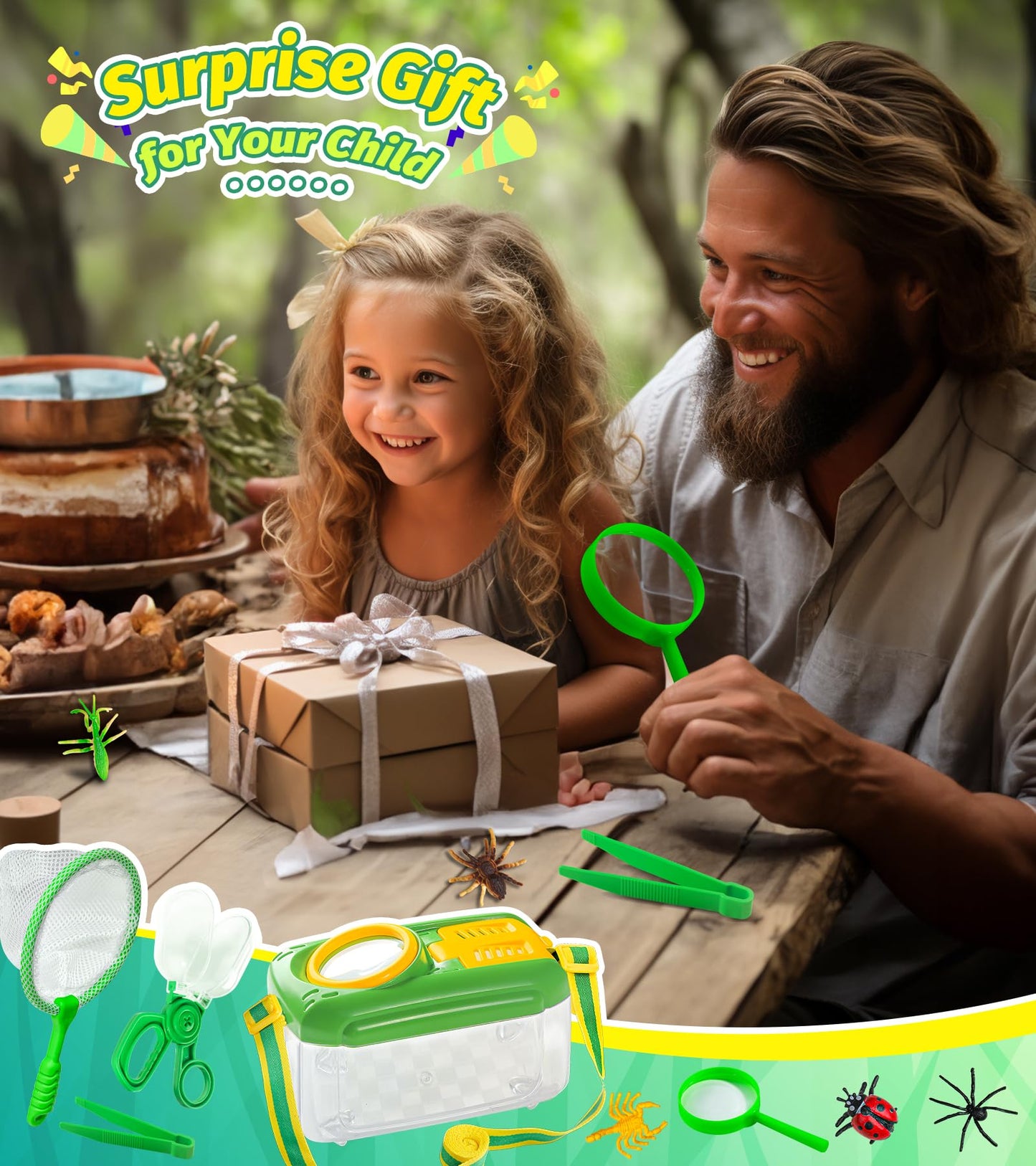 HAIMST Bug Catcher Kit for Kids – 17-Piece Outdoor Explorer Set with Magnifier, Net, and Tweezers