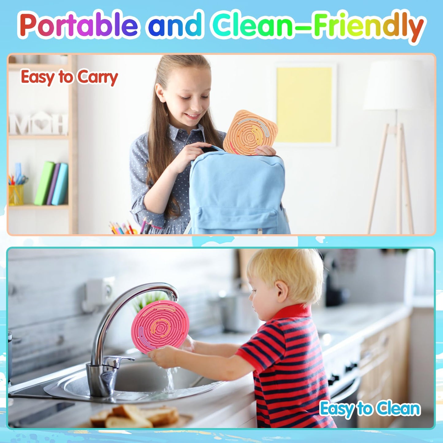2-Pack Sensory Activity Board for Kids – Double-Sided Fidget Toy by HAKINBOT