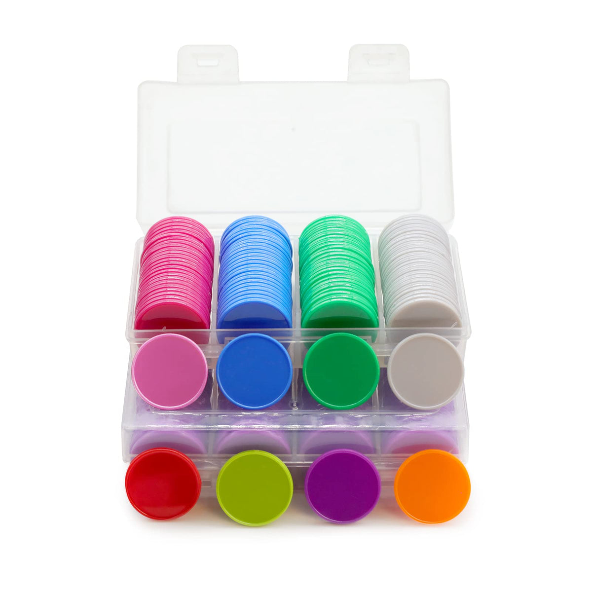 HAKITAROOM 100-Piece Pink Opaque Learning Counters – 1.26-Inch Plastic Chips with Storage Box