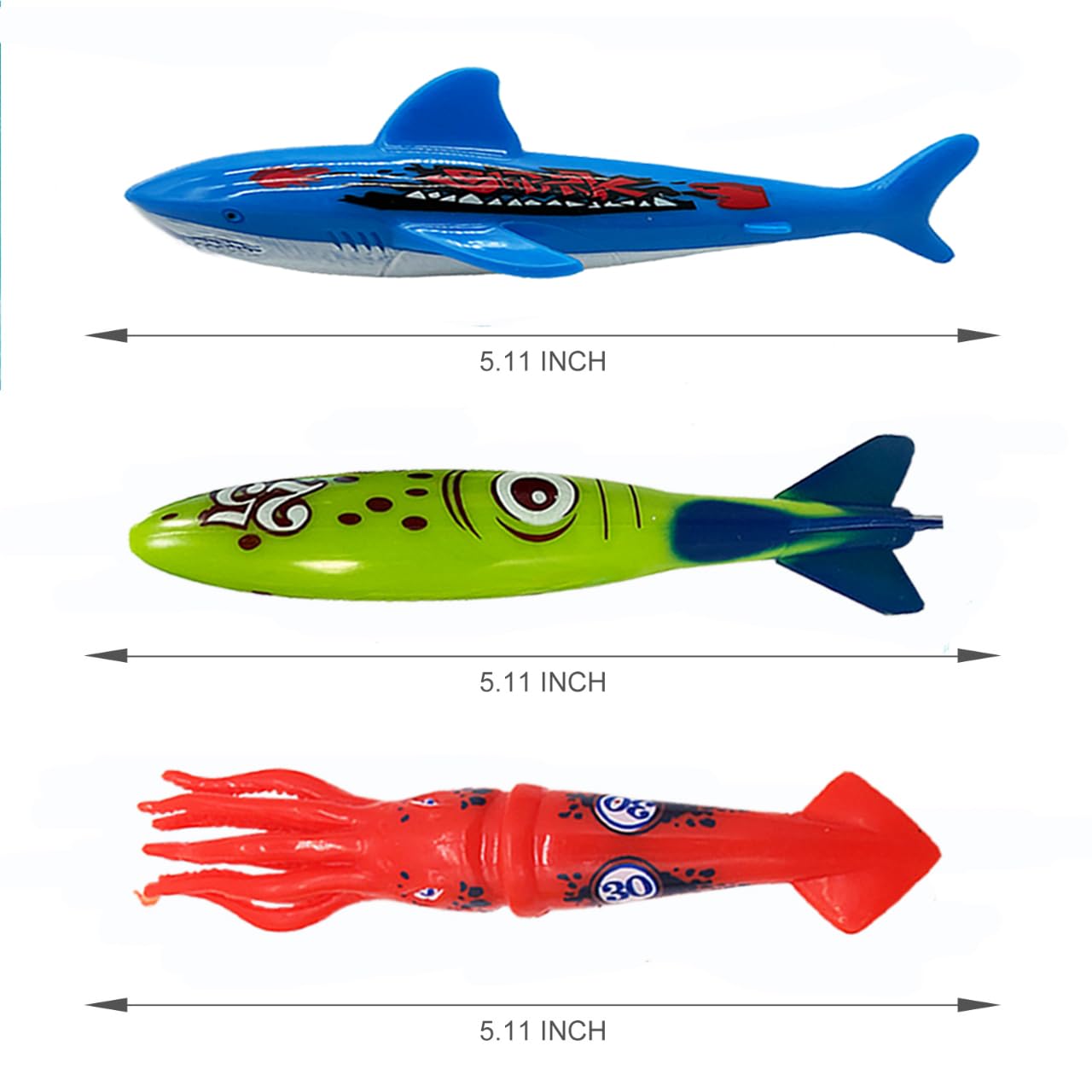 Haktoys Pool Diving Torpedo Toy Set – Shark & Squid Pool Toys for Kids
