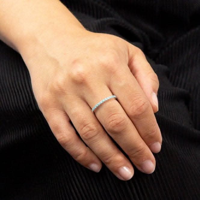 Half Eternity with Turquoise Crystal Ring R3771T