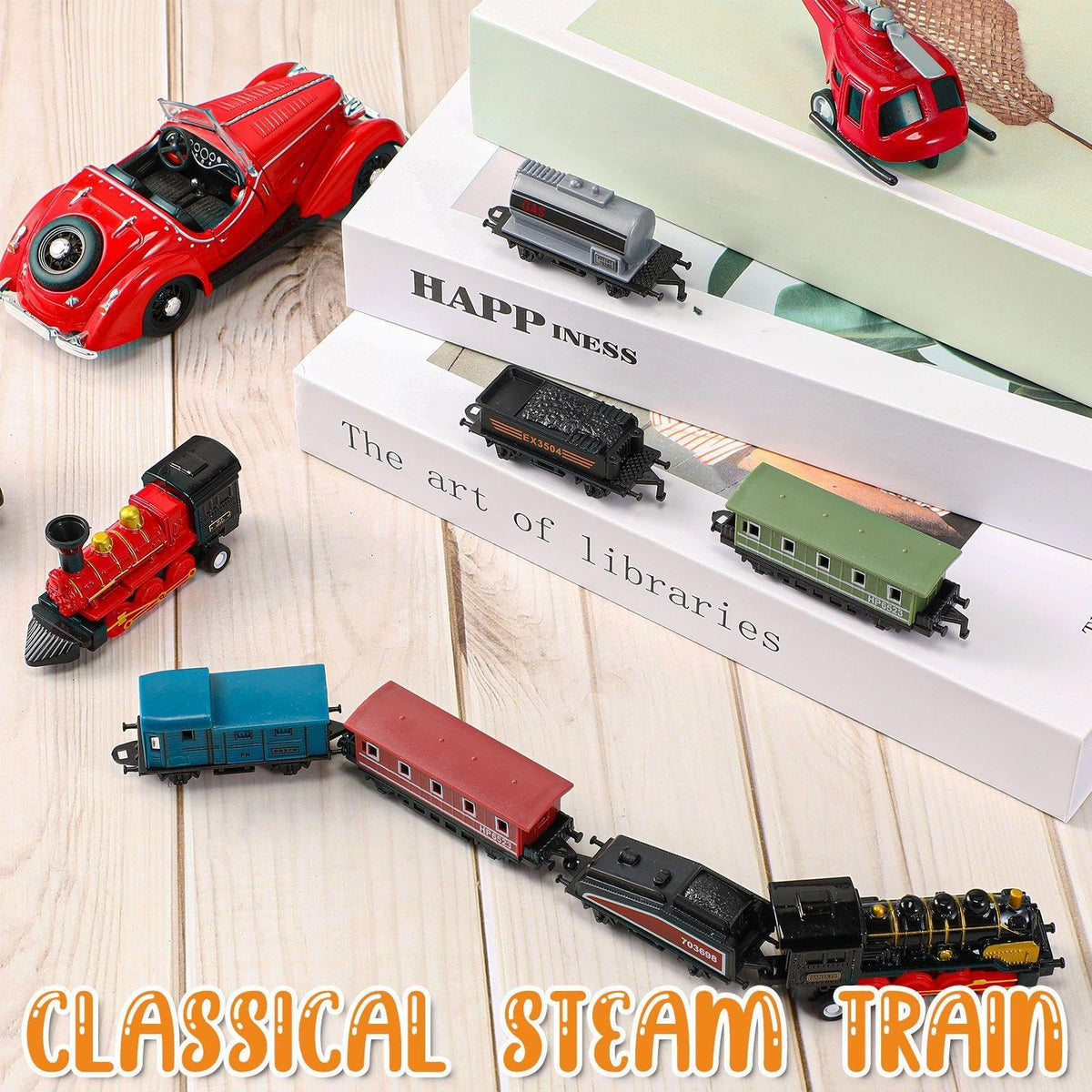 Hanaive 2 Sets Train Toys – Pull-Back Alloy Locomotives (Black & Red)