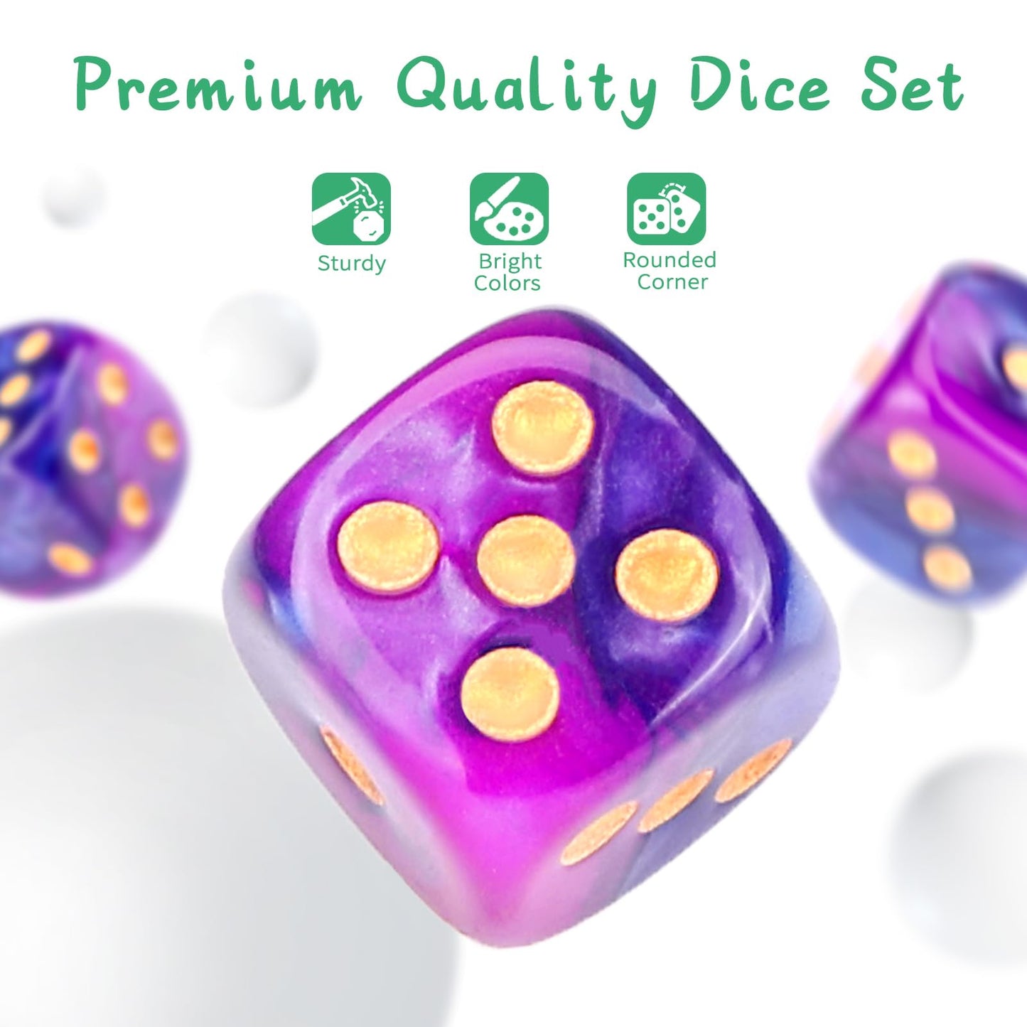 Handan 36-Piece 12mm Mini D6 Dice Set with Portable Blue-Purple Box
