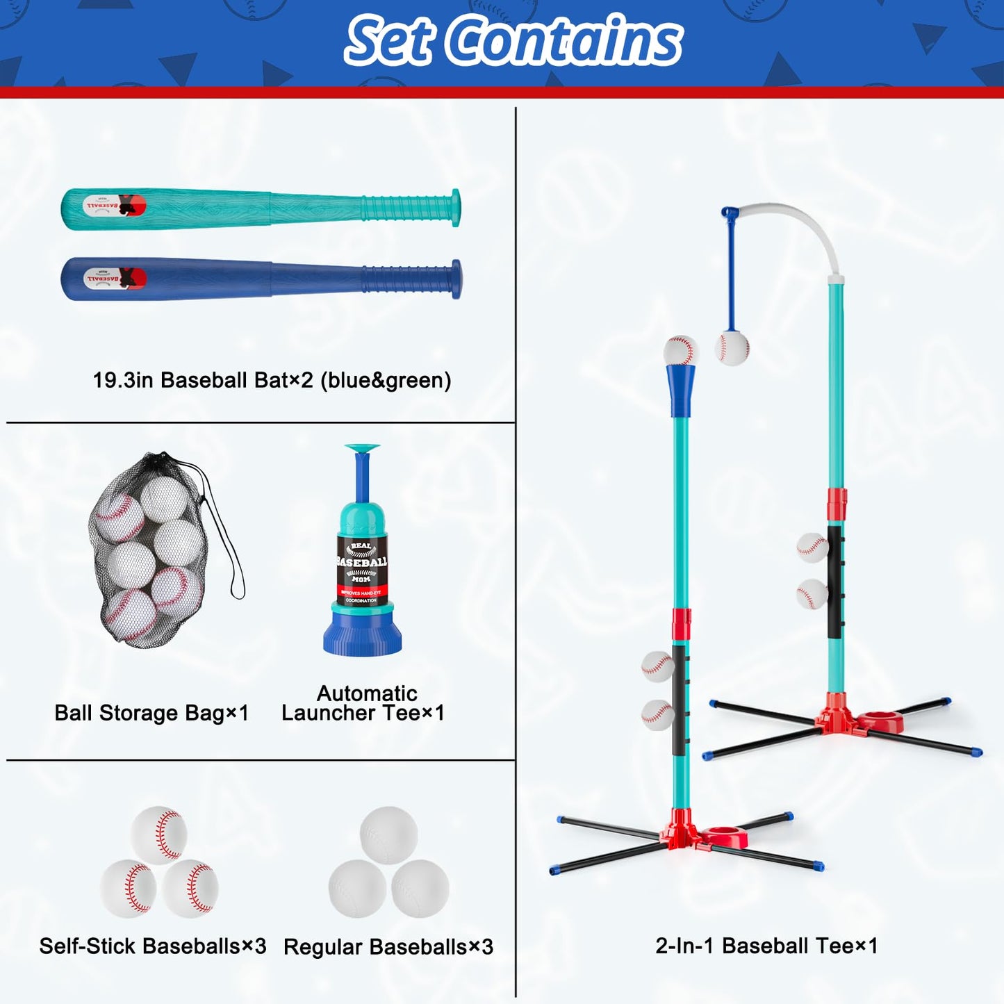 Handwell 3-in-1 T-Ball Set for Kids | Hanging Tee, Fixed Tee & Auto Launcher | Adjustable Height