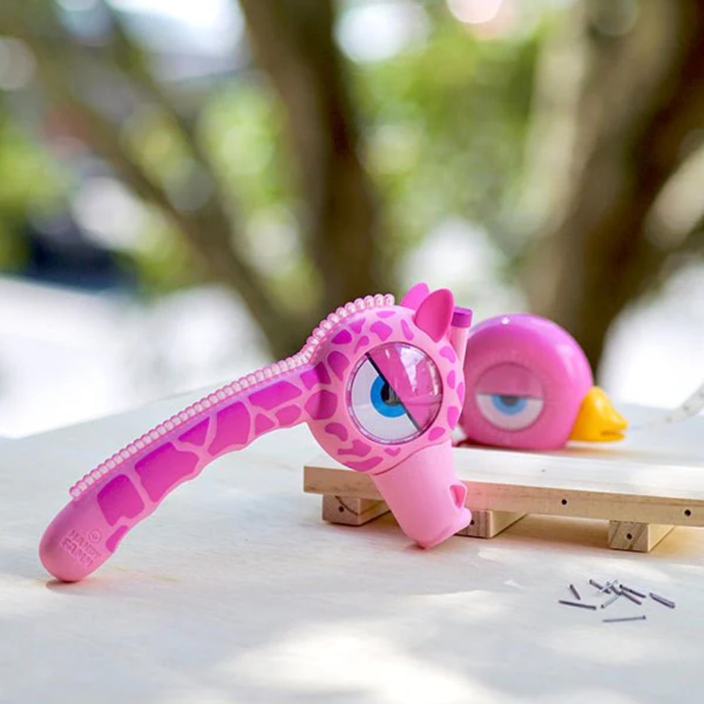 Handy Famm Pink Giraffe Hammer for Kids — Real Metal, Safe Mouth Sleeve