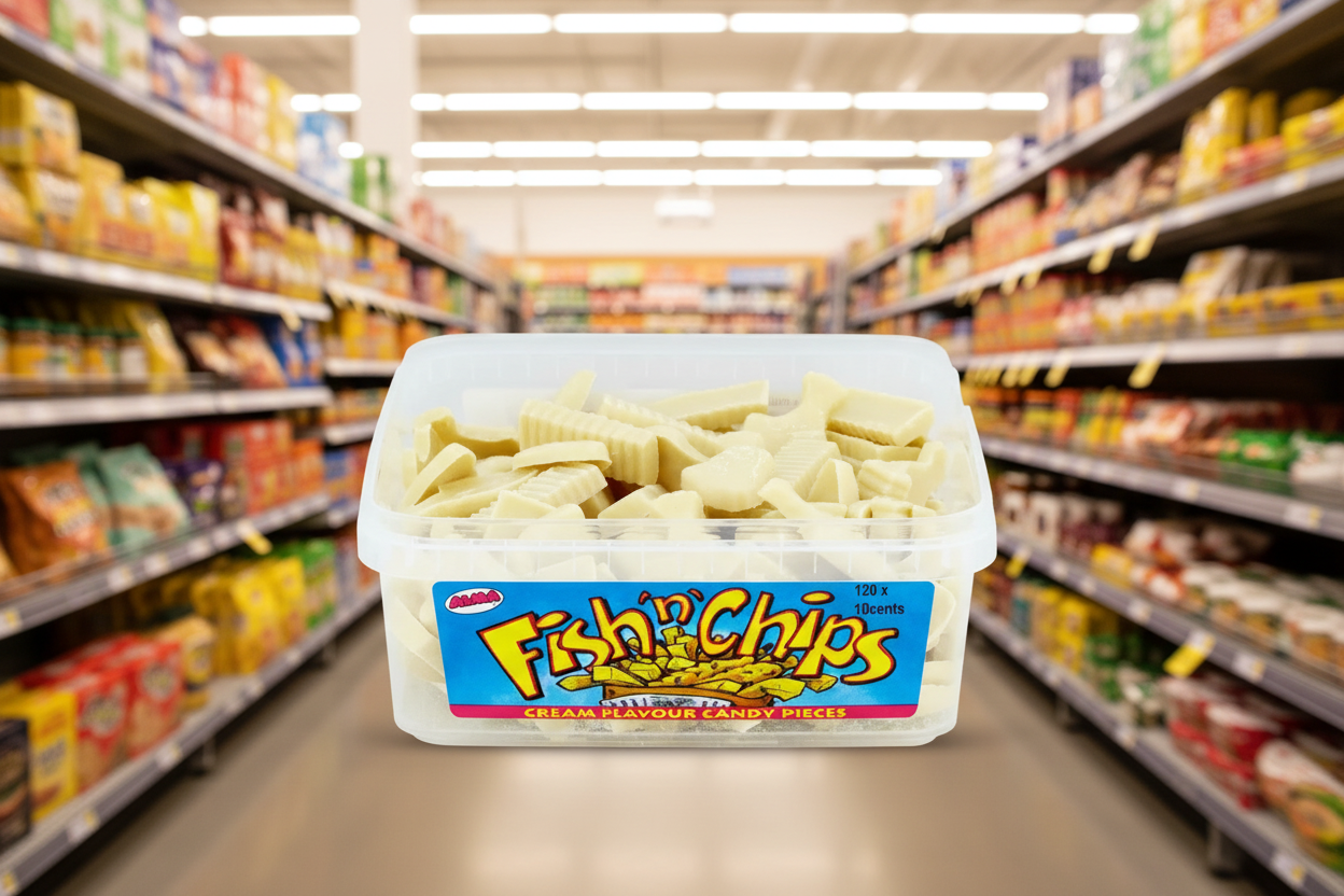 120 x Alma Fish N Chips Cream Flavour Candy 120 Pieces