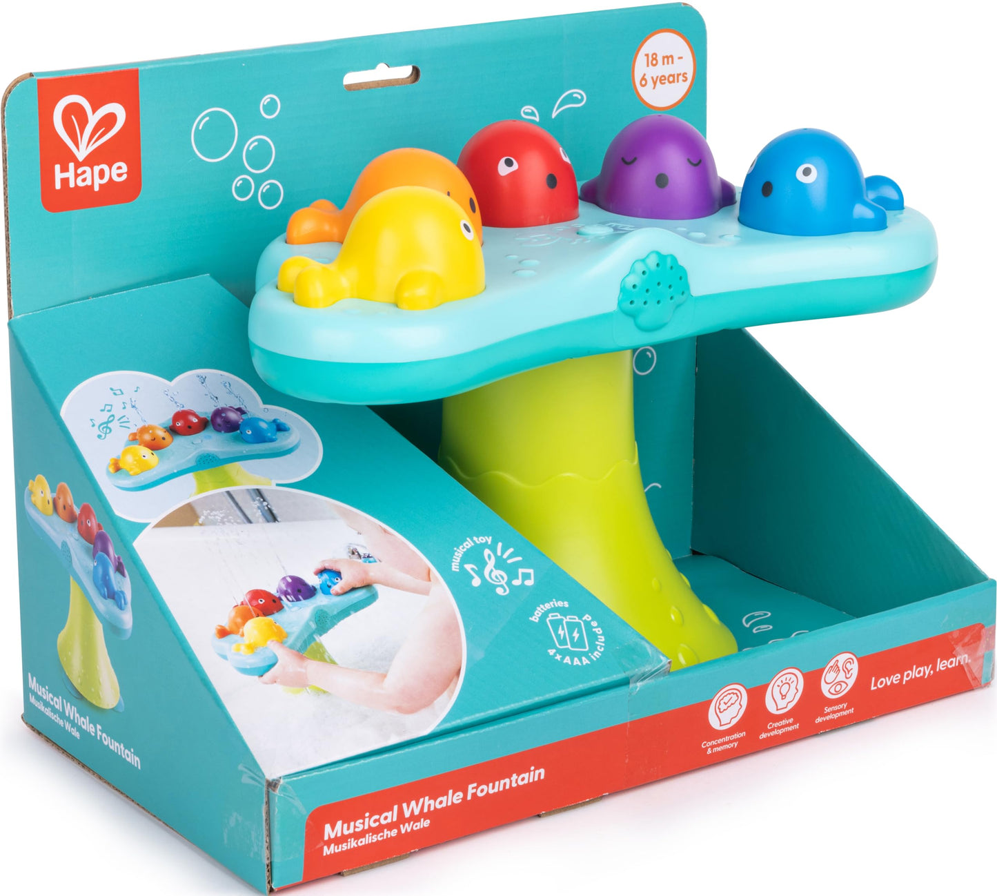 Hape Music Fountain Bath Toy – Whale Bath Toy with 2 Play Modes for Toddlers