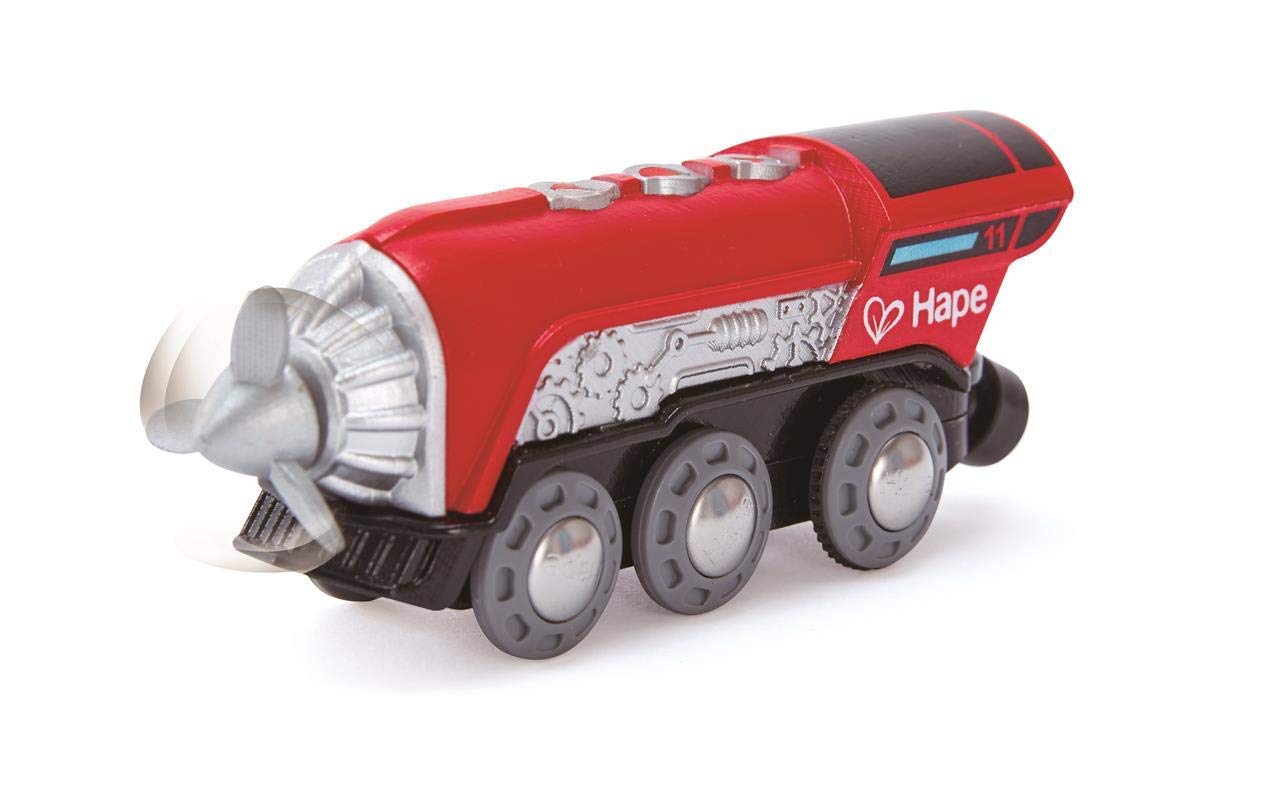 Hape Kids Wooden Railway Propeller Steam Engine | Battery-Powered Wooden Train