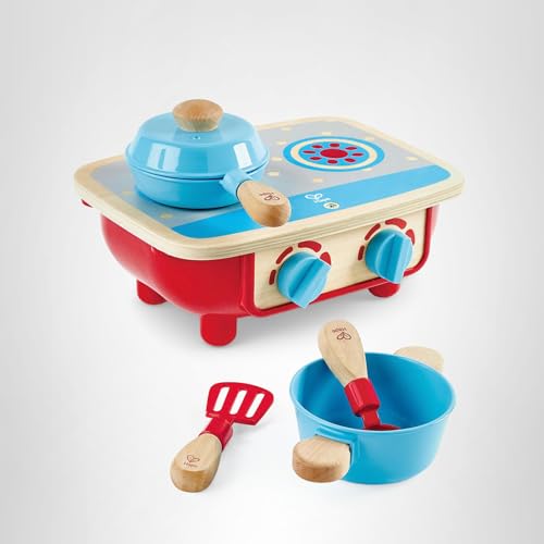 Hape Toddler Kitchen Set – Wooden 6-Piece Pretend Play Stove & Cookware