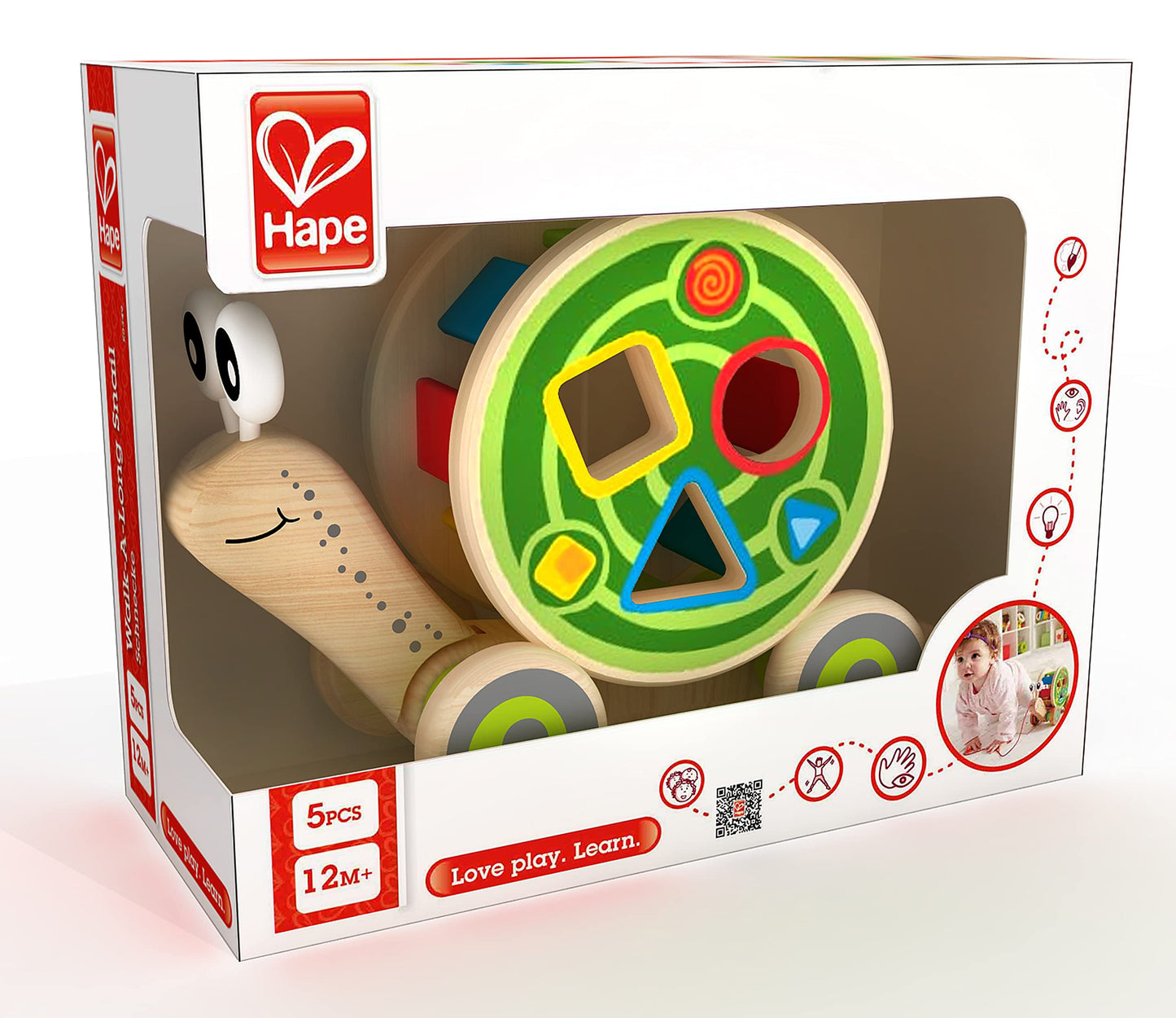 Hape Walk-A-Long Snail Pull Toy – Award-Winning Wooden Push-Pull for Toddlers