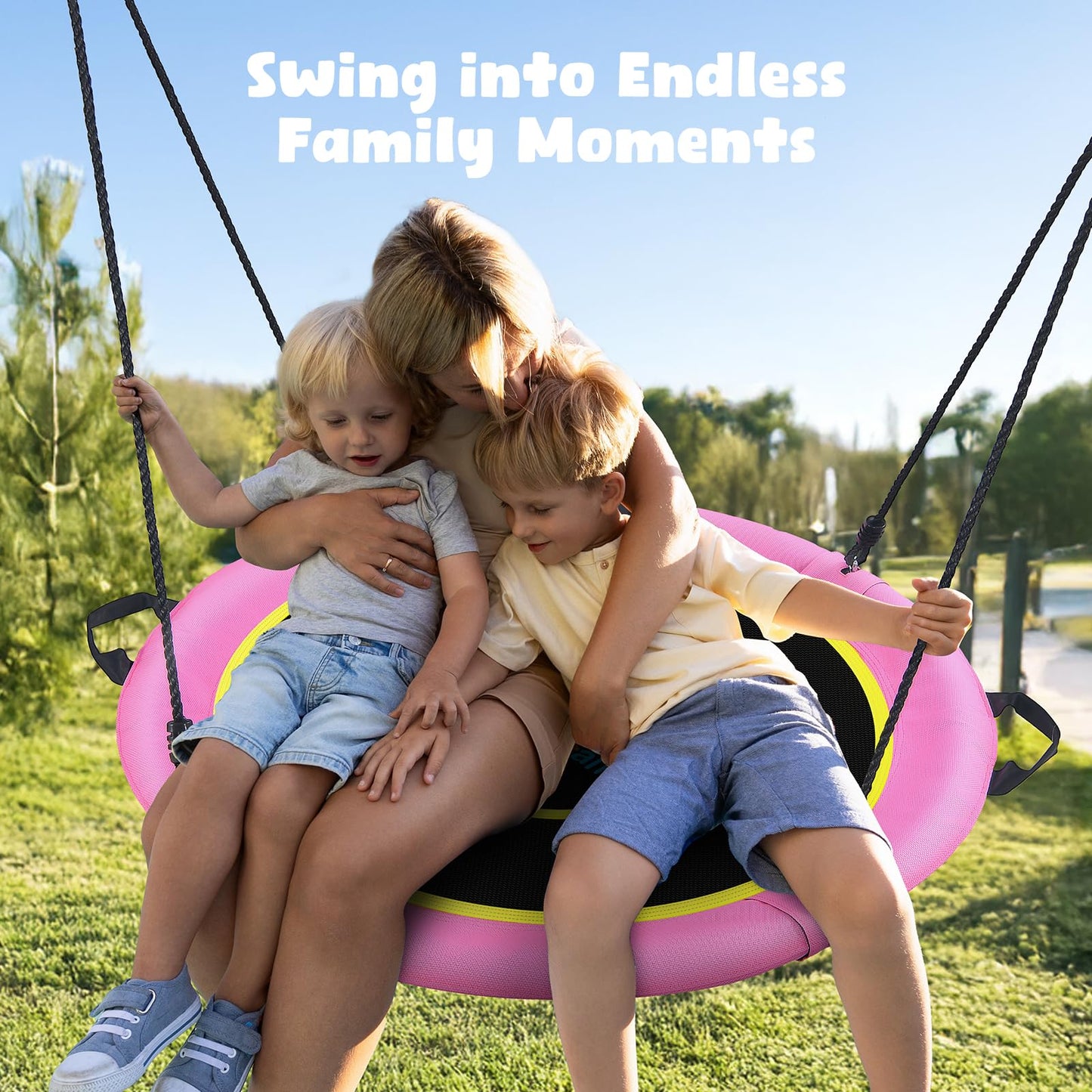 Hapfan 40-inch Saucer Swing for Kids and Adults — UV-Resistant Textilene, 700 lb Capacity, Swivel