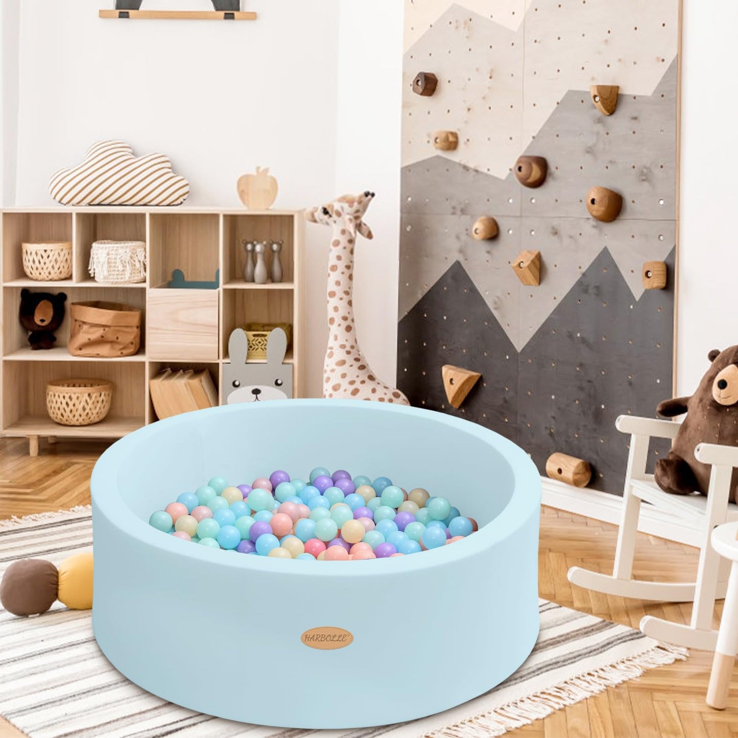 HARBOLLE Baby Ball Pit 35.4in - Soft Memory Foam Play Area for Babies, Toddlers & Kids