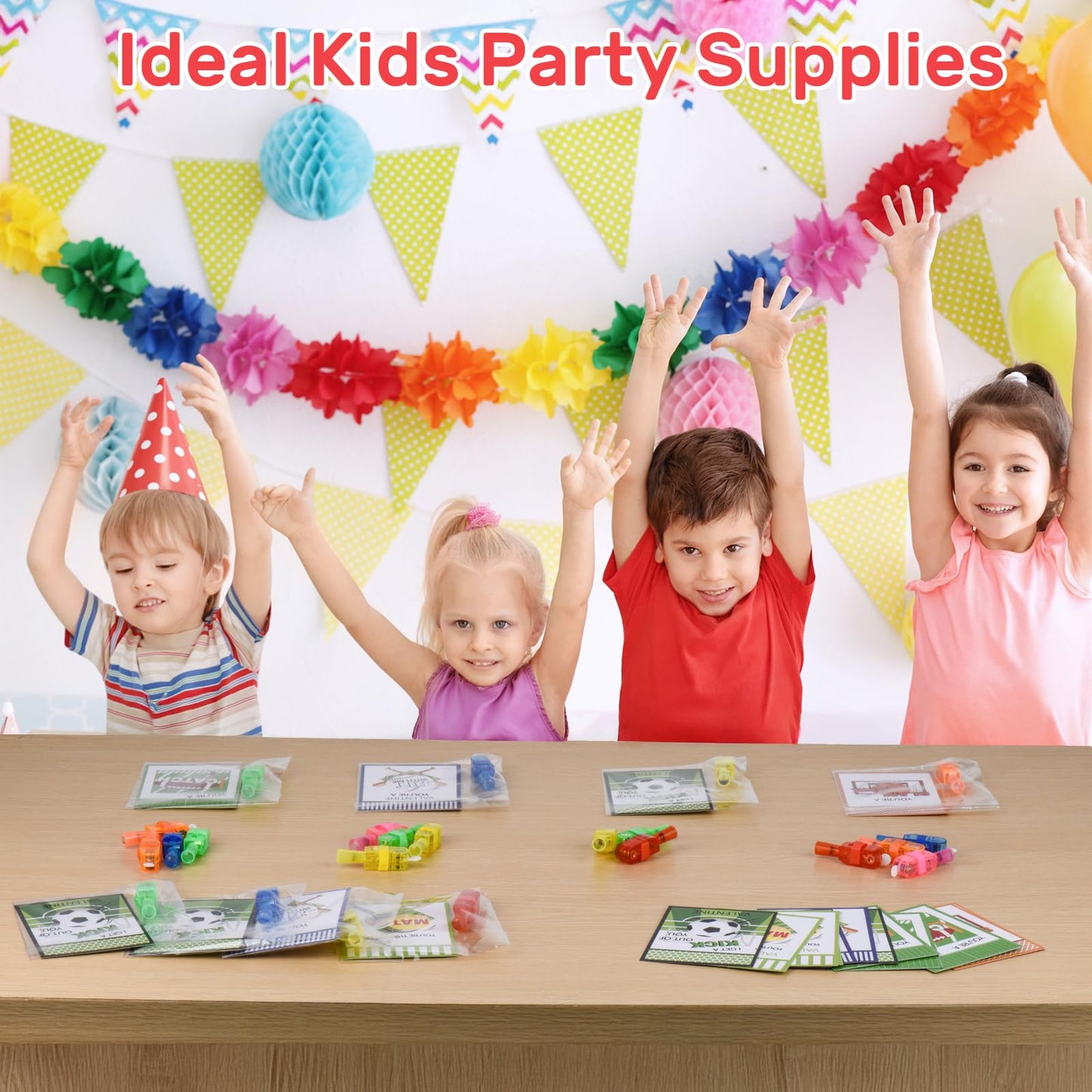 Harkta Valentines Day Finger Lights with Cards – 30 Pack Glow-in-the-Dark Party Favors for Kids