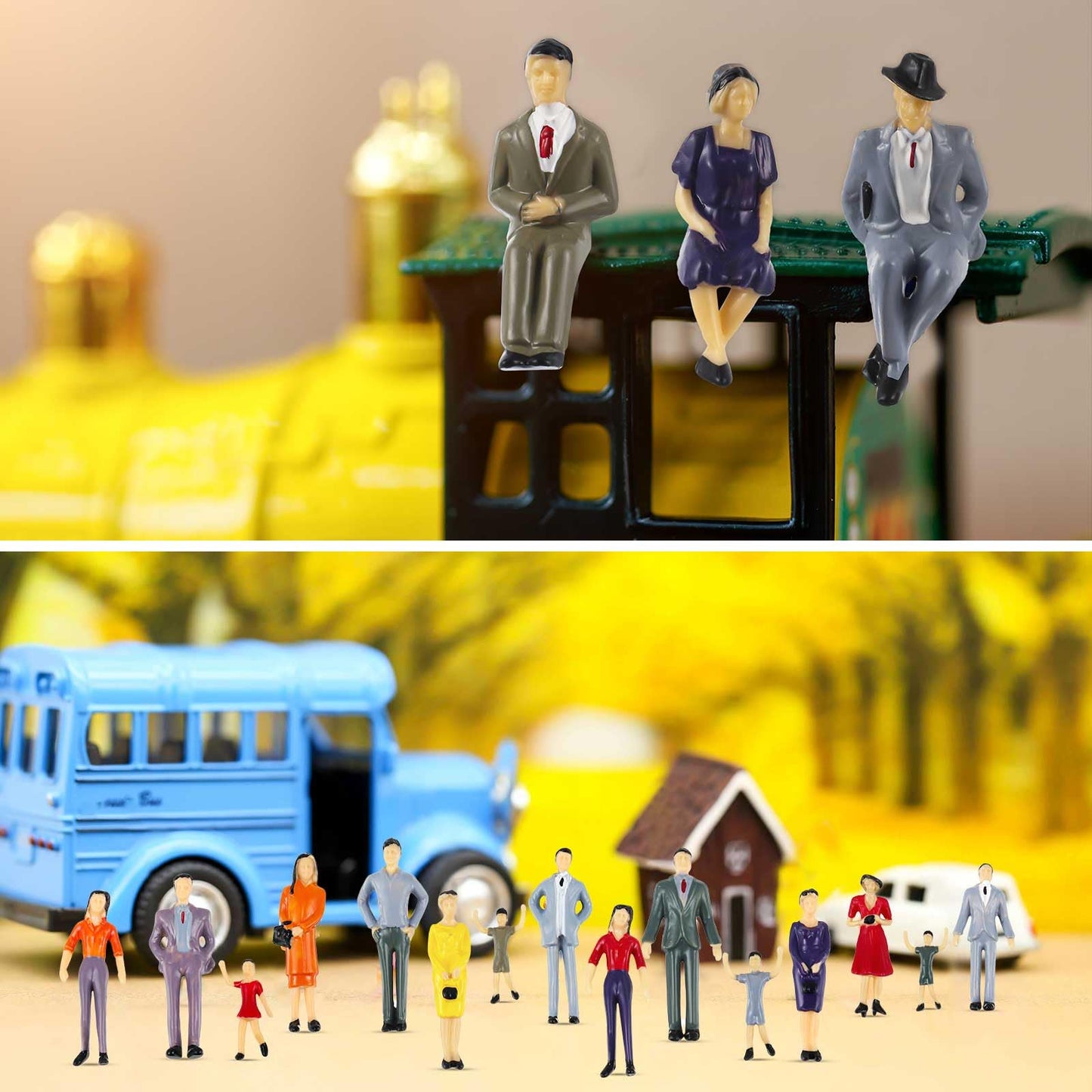 Harrycle 100 Pcs Mini People Figurines – 1:30 Scale, Hand-Painted Plastic Figures for Miniatures
