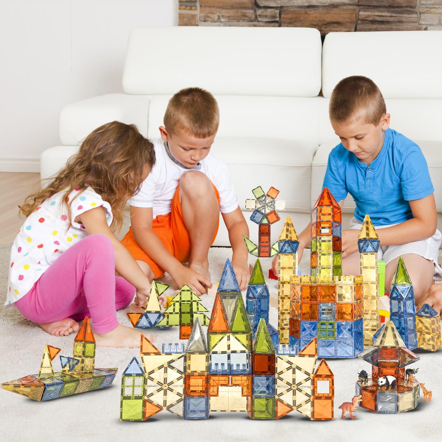 HarworLife 100 PCS Magnetic Tiles – Safe ABS STEM Tiles for 2D & 3D Builds